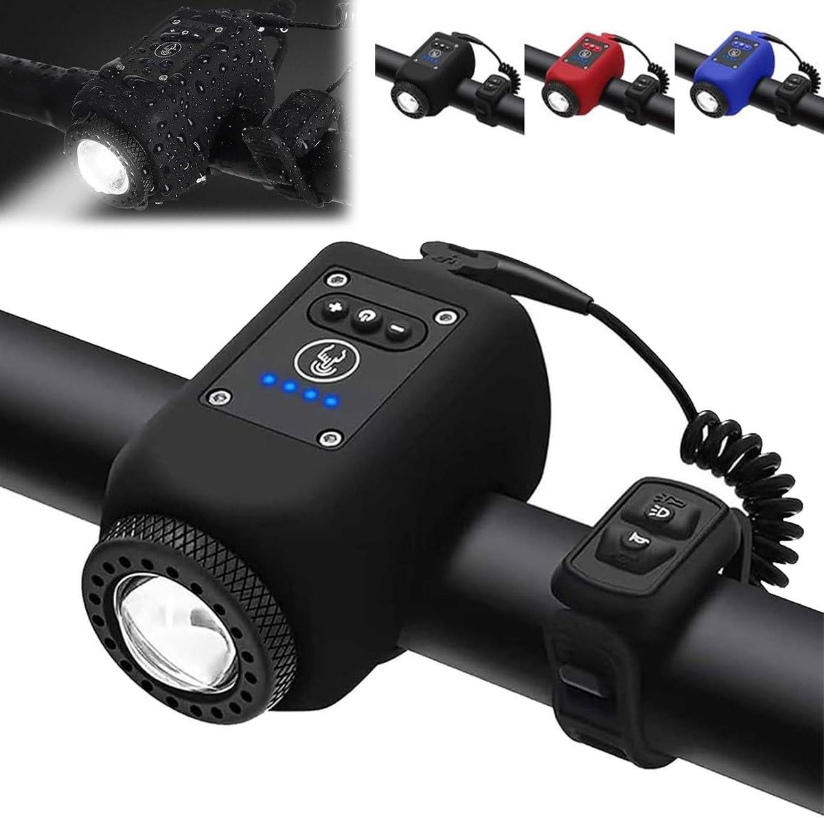 2-in-1 elektrische fietsclaxon en -lamp – 110 dB claxon met 5 geluidsmodi – Fietsverlichting - Fietsbel - Nachtverlichting - Waterdicht – Nachtritten - Geschikt voor volwassenen en mountainbikes - Zwart