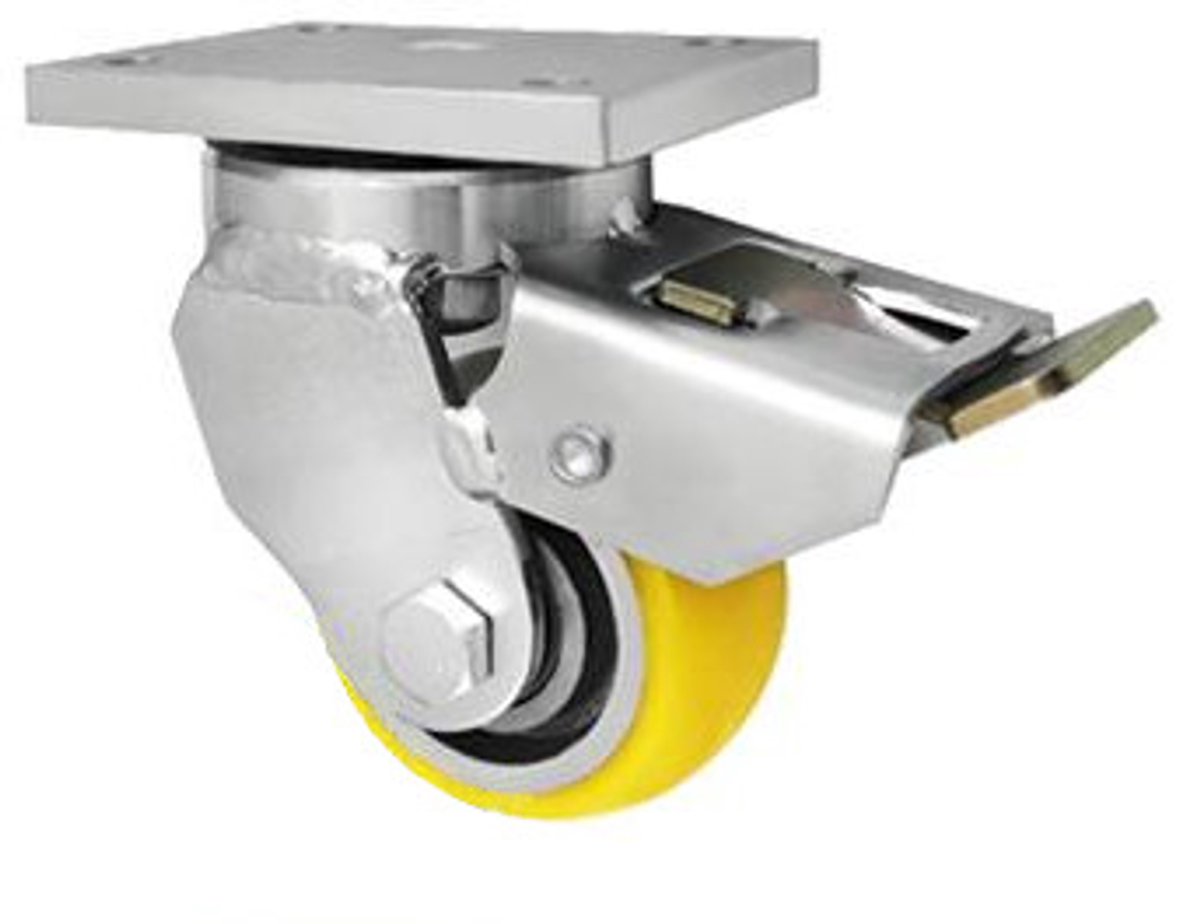 Aluminium-polyurethaan wiel met rem, 80mm, zware belasting