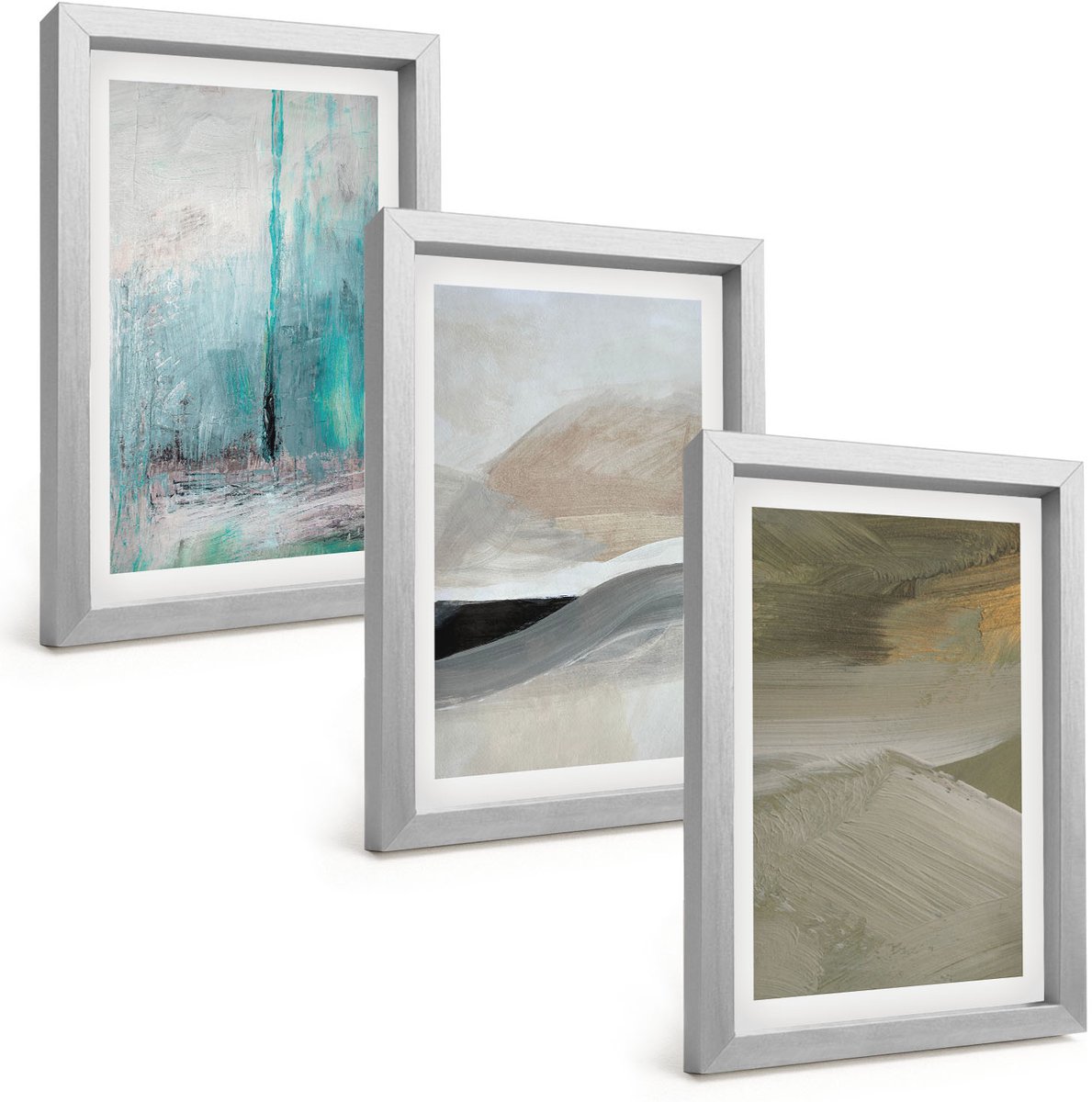 Tulup 4-Delige Schilderij Set - Geschilderde abstracte minimalistische decoraties - 20 x 30 cm - Muurdecoratie - Schilderijen Set - Woonkamer - Moderne Wanddecoratie