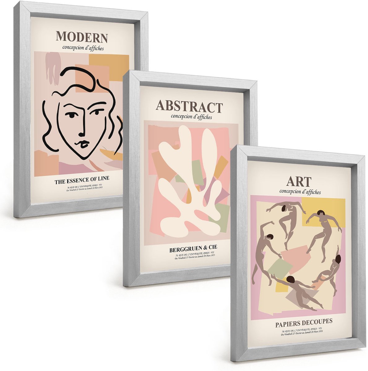 Tulup 4-Delige Schilderij Set - Stijlvolle portretten en abstracte vormen in pastelkleuren. - 20 x 30 cm - Wanddecoratie - Schilderijen Set - Kantoor - Moderne Wanddecoratie
