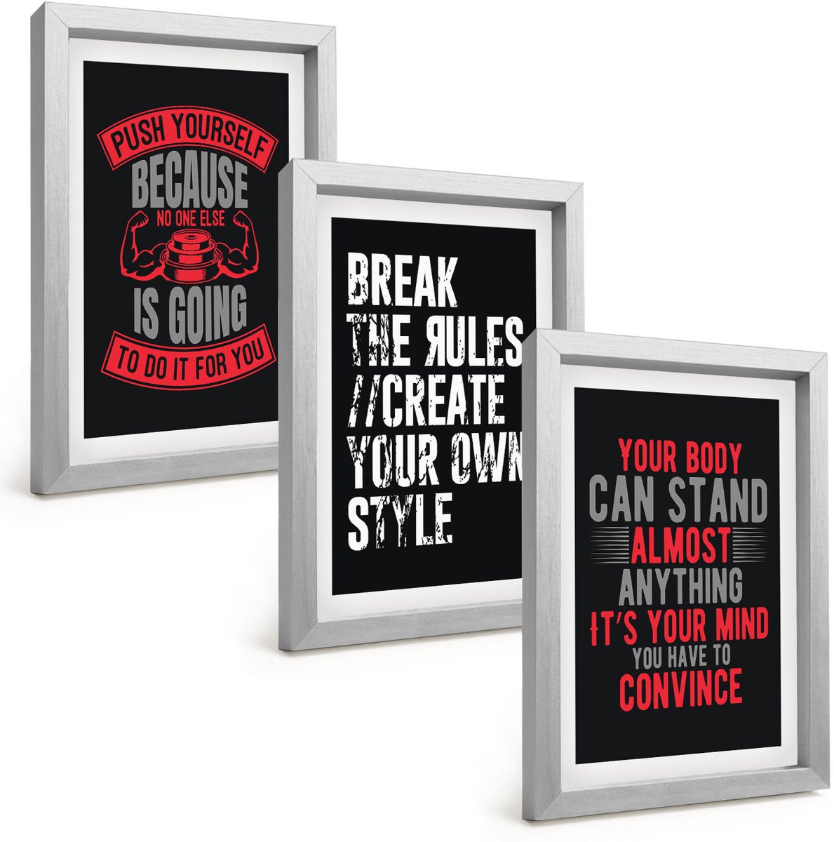 Tulup 4-Delige Schilderij Set - Motivatieslogans voor training en zelfontwikkeling - 20 x 30 cm - Decoratieve Schilderijen - Woonkamer - Interieur