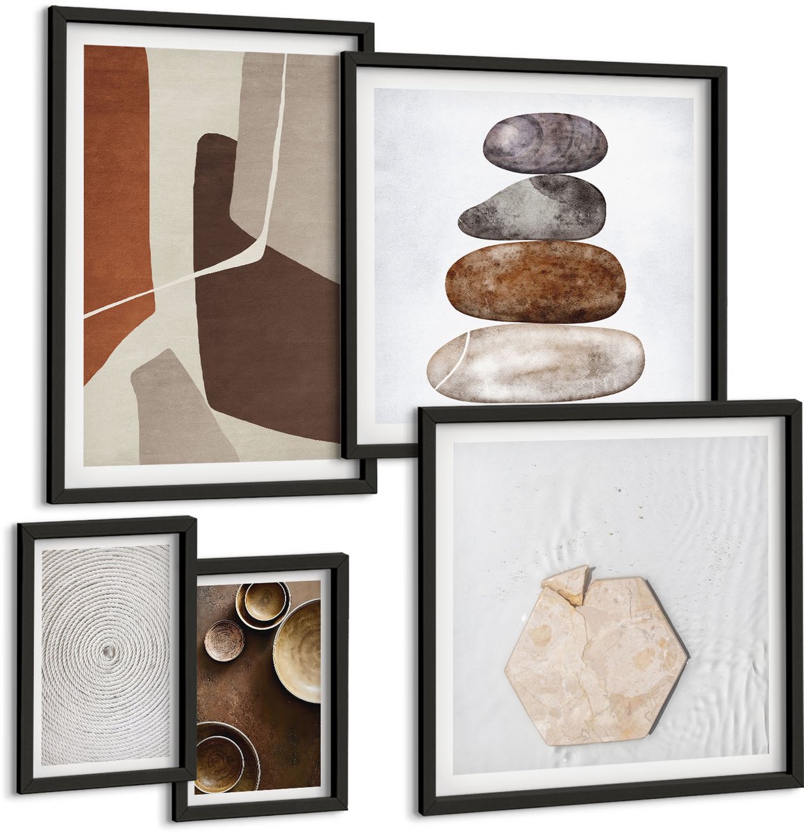Tulup 4-Delige Schilderij Set - Texturen in de kunst en modern design. - 50 x 50 cm, 20 x 30 cm en 40 x 60 cm - Decoratieve Schilderijen - Wanddecoratie - Hal