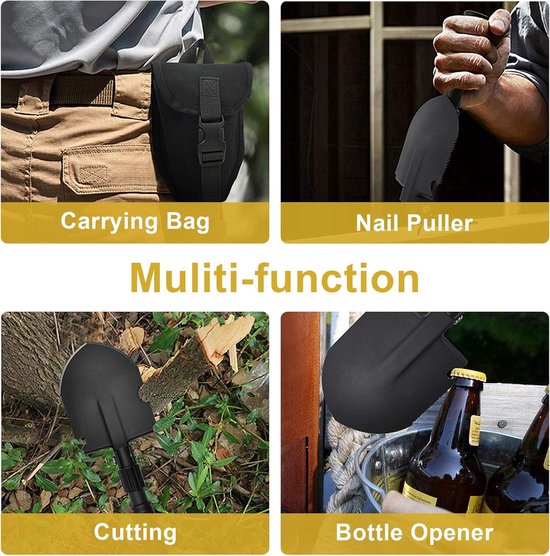 Opvouwbare draagbare schop - 24 inch - multitool met tactische heuptas - ideaal voor kamperen — afbeelding 3