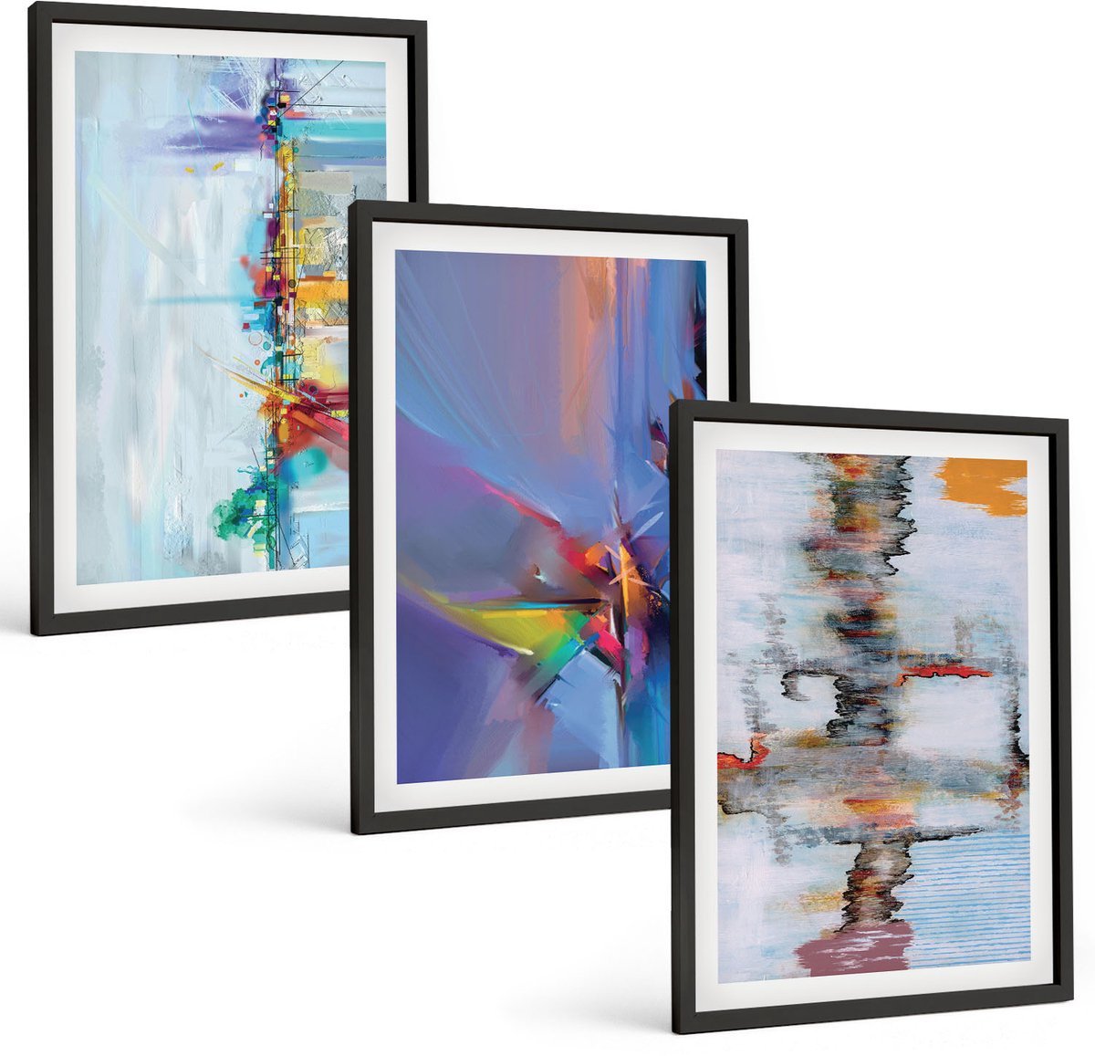 Tulup 4-Delige Schilderij Set - Abstracte composities in schilderstijl - 40 x 60 cm - Wanddecoratie - Muurdecoratie - Woonkamer