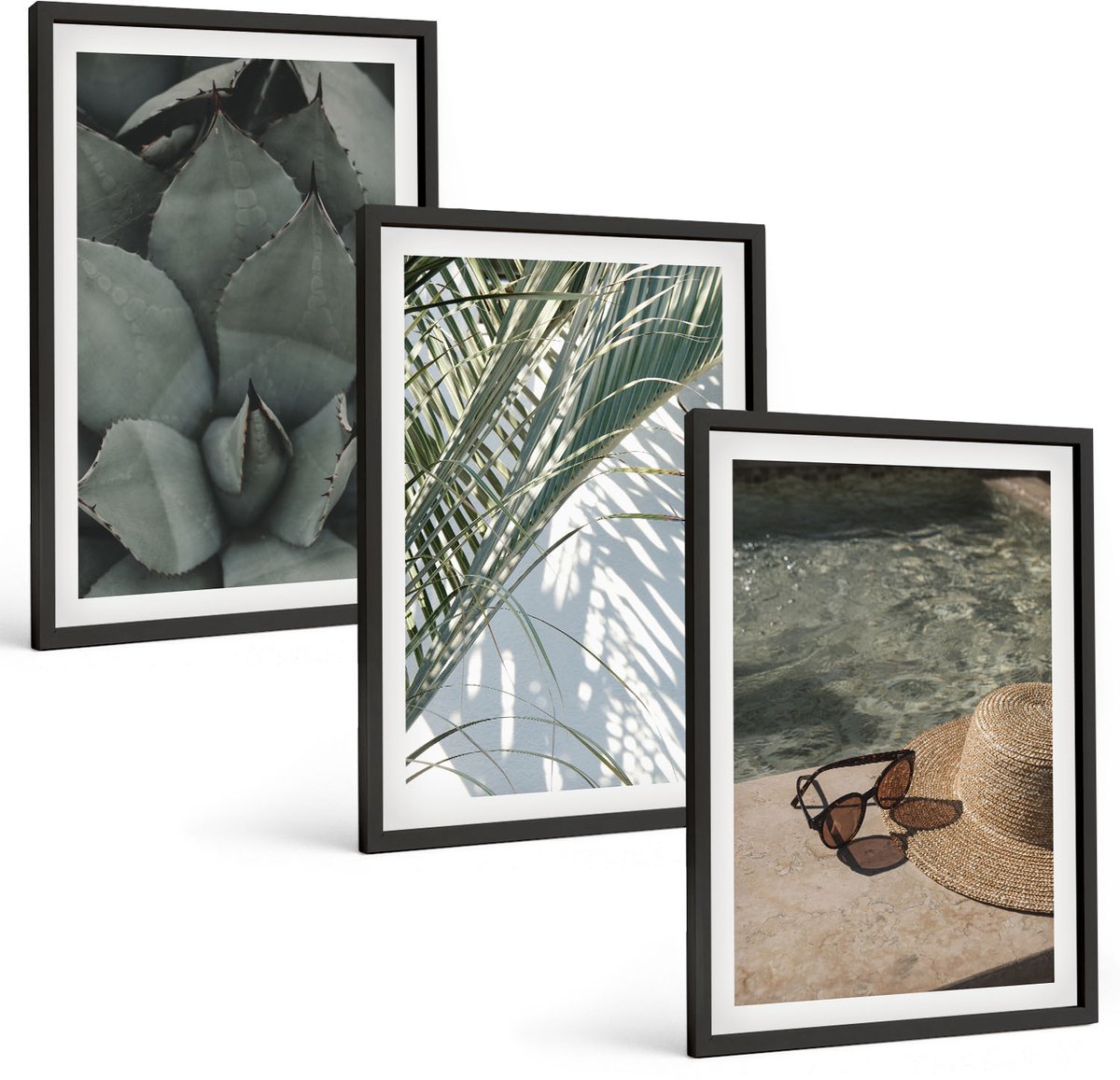Tulup 4-Delige Schilderij Set - Tropische planten en zomerse decoraties - 40 x 60 cm - Wanddecoratie - Schilderijen Set - Interieur - Stijlvolle Muurdecoratie