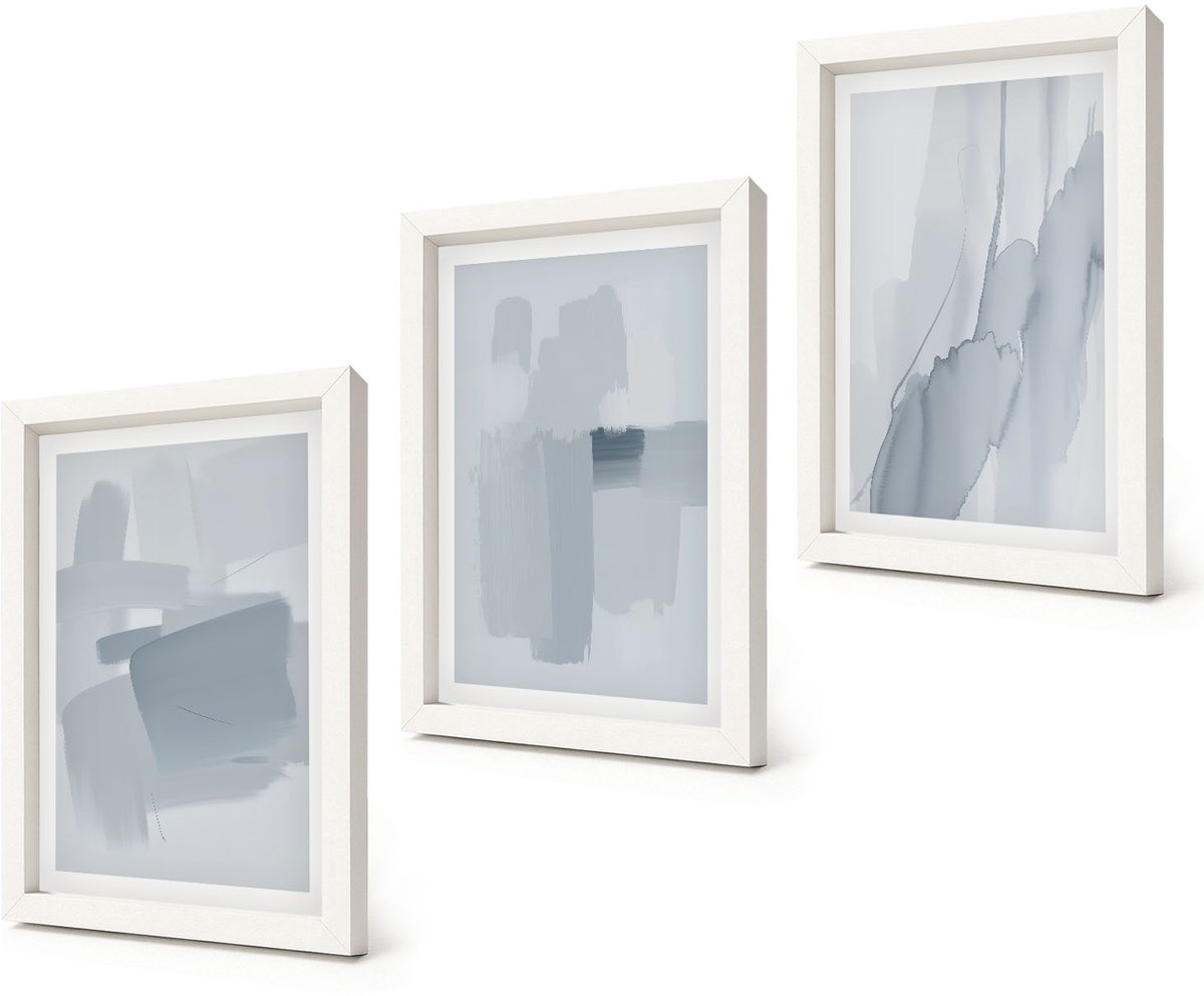 Coloray 3-Delige Schilderij Set - Abstracte composities in aquarelstijl - 20x30 - Stijlvolle Muurdecoratie - Slaapkamer - Decoratieve Schilderijen