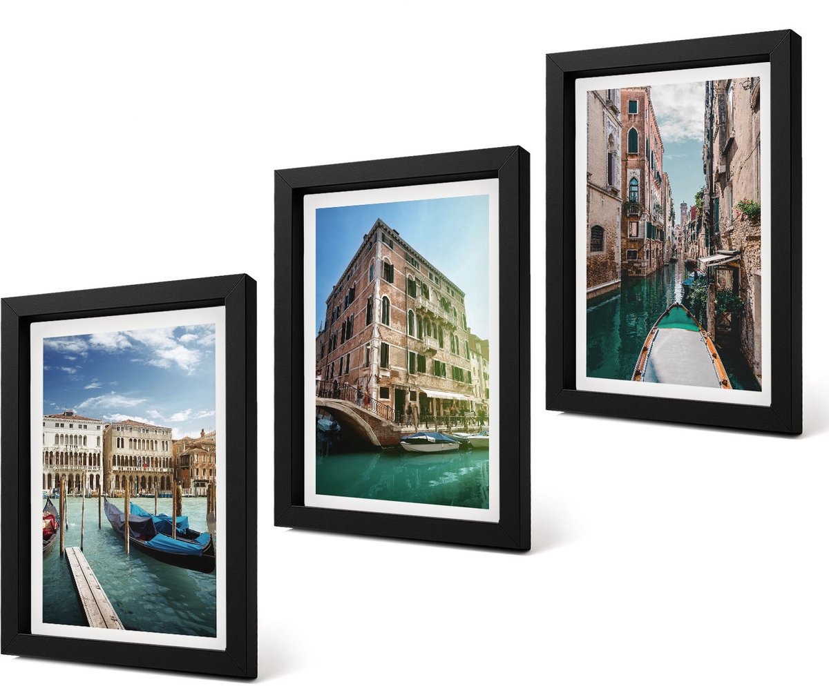 Coloray 4-Delige Schilderij Set - Uitzichten op Venetië met kanalen en stedelijke architectuur. - 20 x 30 cm - Wanddecoratie - Moderne Interieurdecoratie - Interieur Decoratie