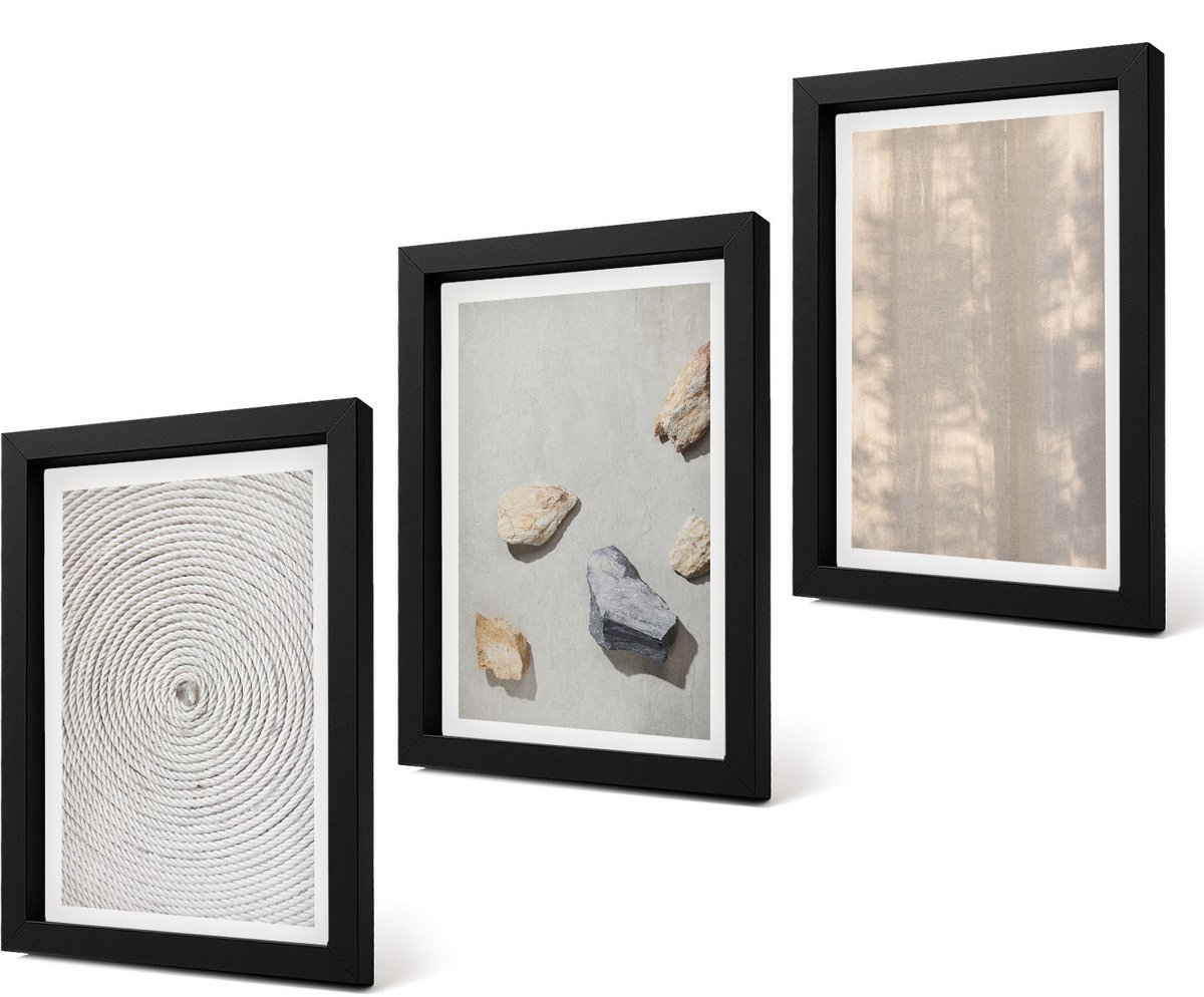 Coloray 4-Delige Schilderij Set - Boho-texturen, natuurlijke structuren - 20 x 30 cm - Wanddecoratie - Moderne Interieurdecoratie - Interieur Decoratie