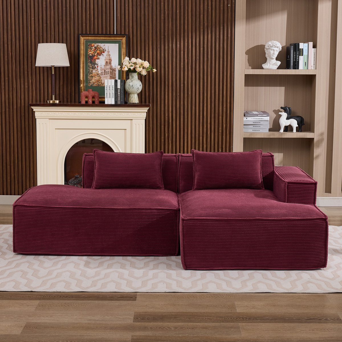 Stoffen 3-zits bank - Compact voor kleine woonkamer, appartement, kantoor - 235 cm breed, 3-zits - Neutraal - Pocketvering & hoogdicht schuim - Slijtvast, vlekbestendig - Inclusief 2 kussens