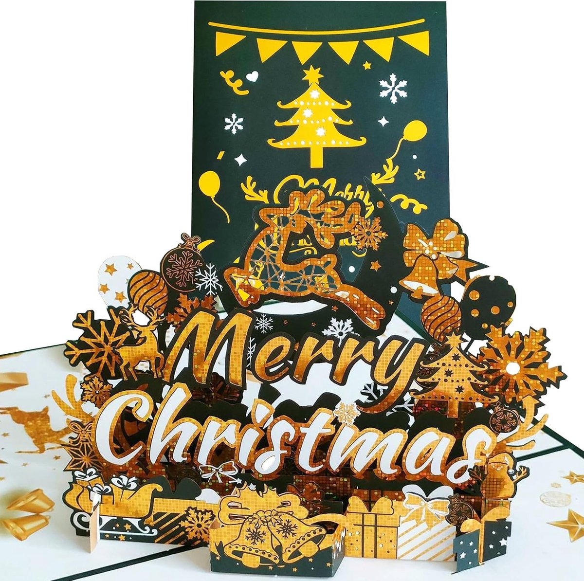 Kerst 3D Wenskaarten - Multicolor - Voor Volwassenen en Kinderen - Hoogwaardige Papieren Decoraties