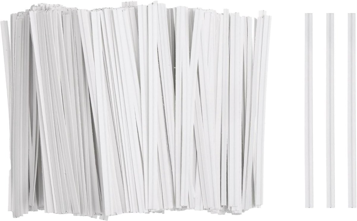 Twist ties 9 cm - herbruikbare kraftpapier twist ties - wit - ideaal voor het verpakken van brood en cake - ShopVlot