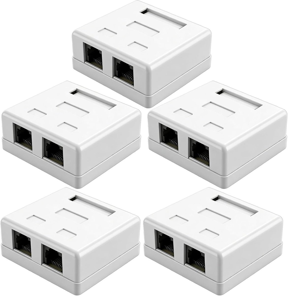 CAT 6A wandcontactdoos 2 poorten - RJ45 verbinding - afgeschermd - 10Gbit/s netwerksnelheid - ShopVlot