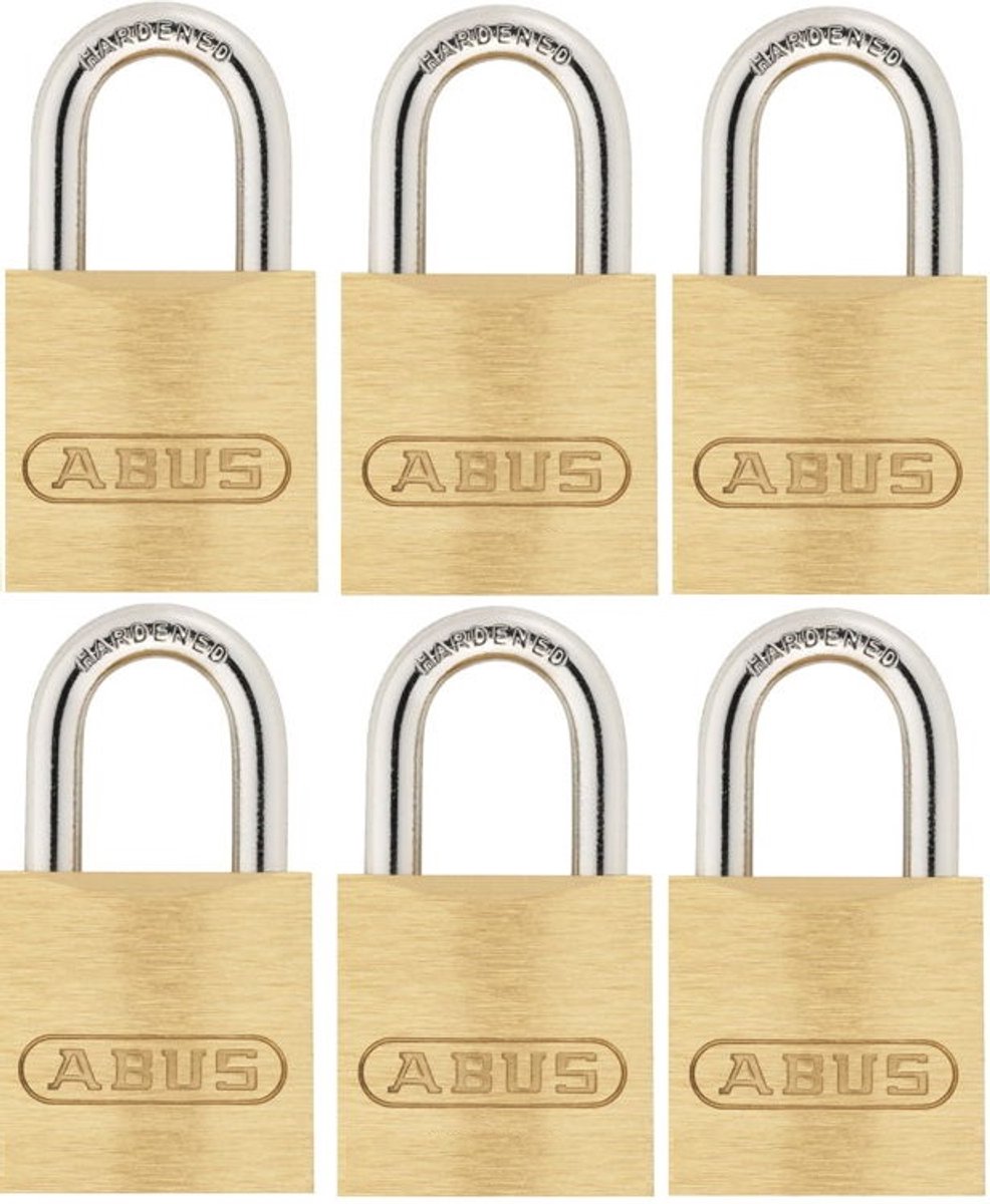 ABUS 60/25 Messing Hangsloten 6 Stuks - Gelijksluitend Systeem