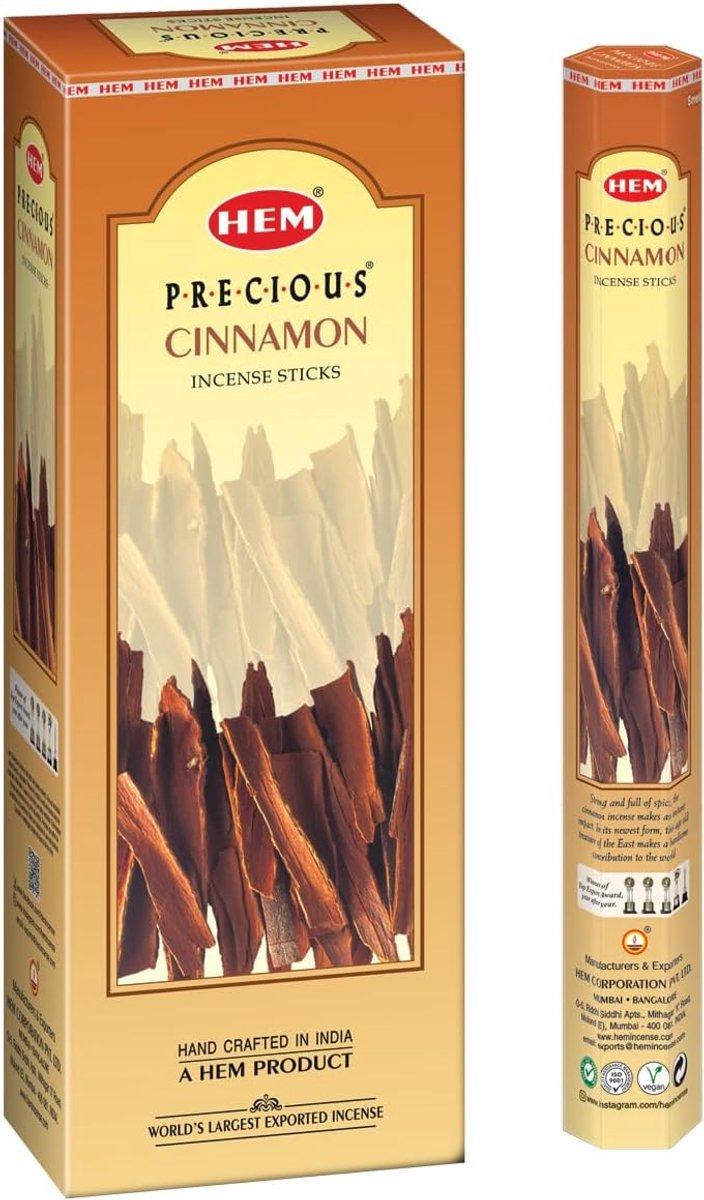 Hem Cinnamon Incense Sticks, Pack of 6 Hexa Boxes (Total 120 Sticks), Warm and Spicy Long-lasting Aroma for - ShopVlot