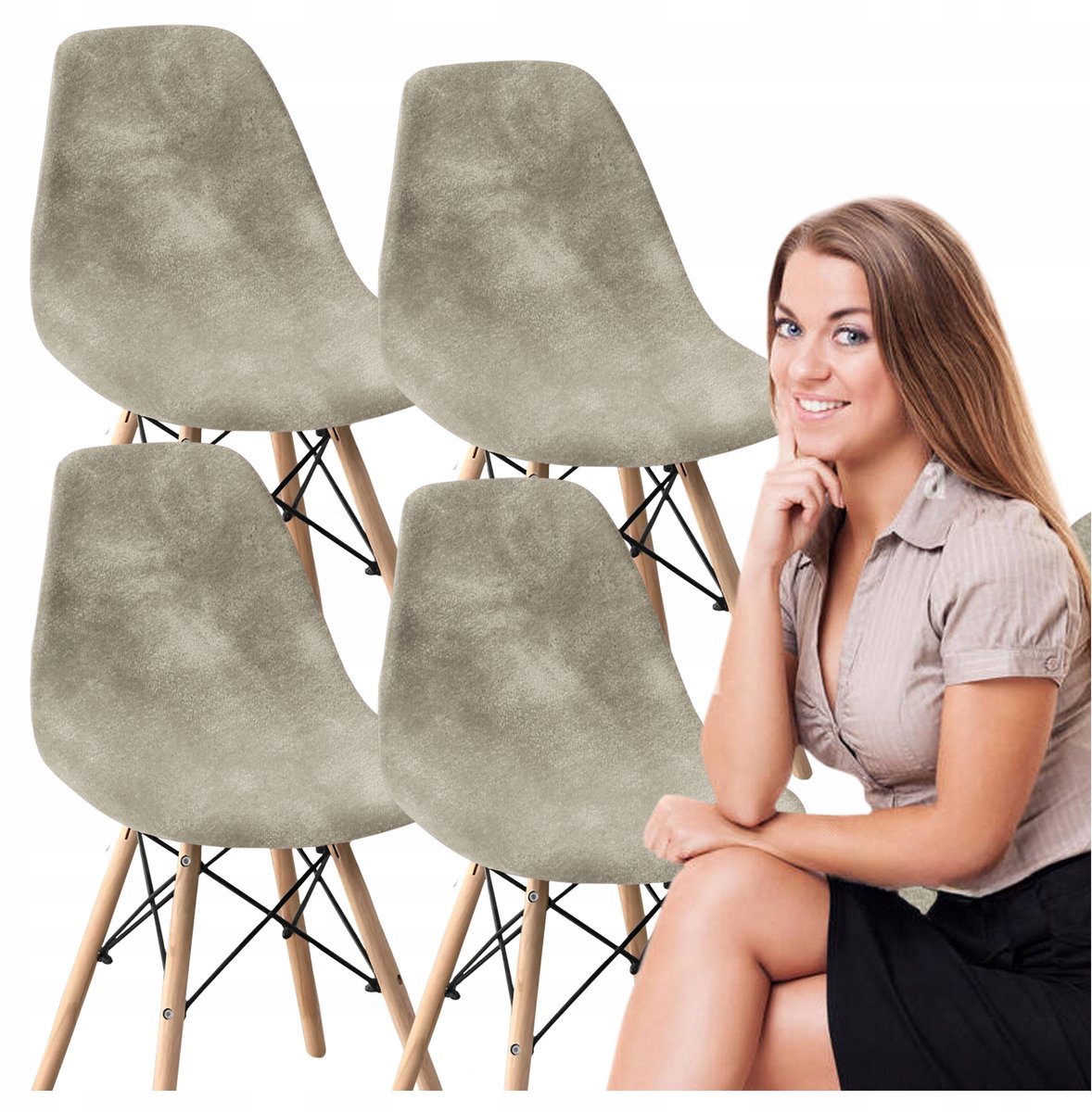 Set van 4 Luxe Velours Stoelhoezen - Scandinavisch Design