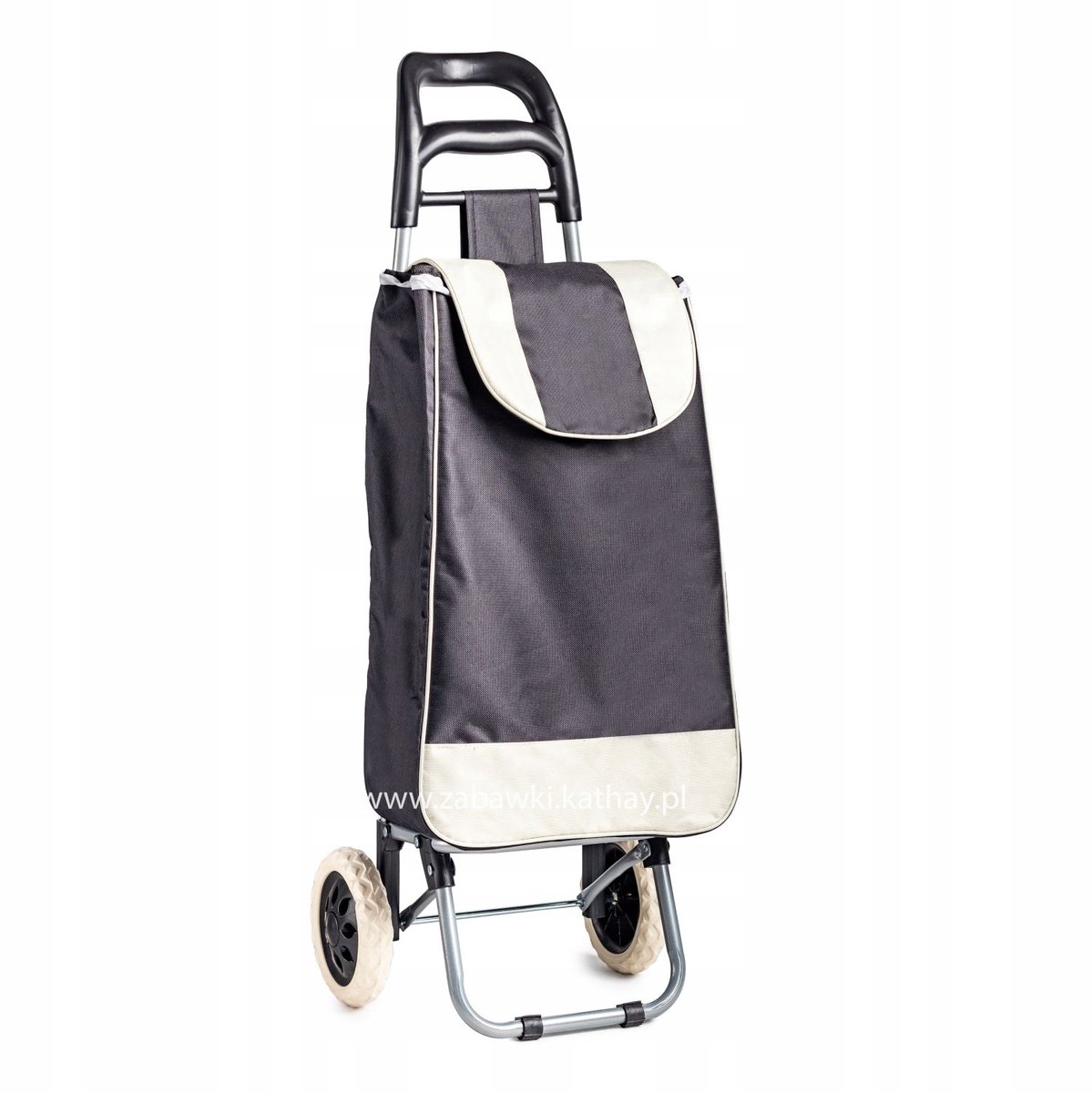 Zwarte boodschappentas met wielen, 25L