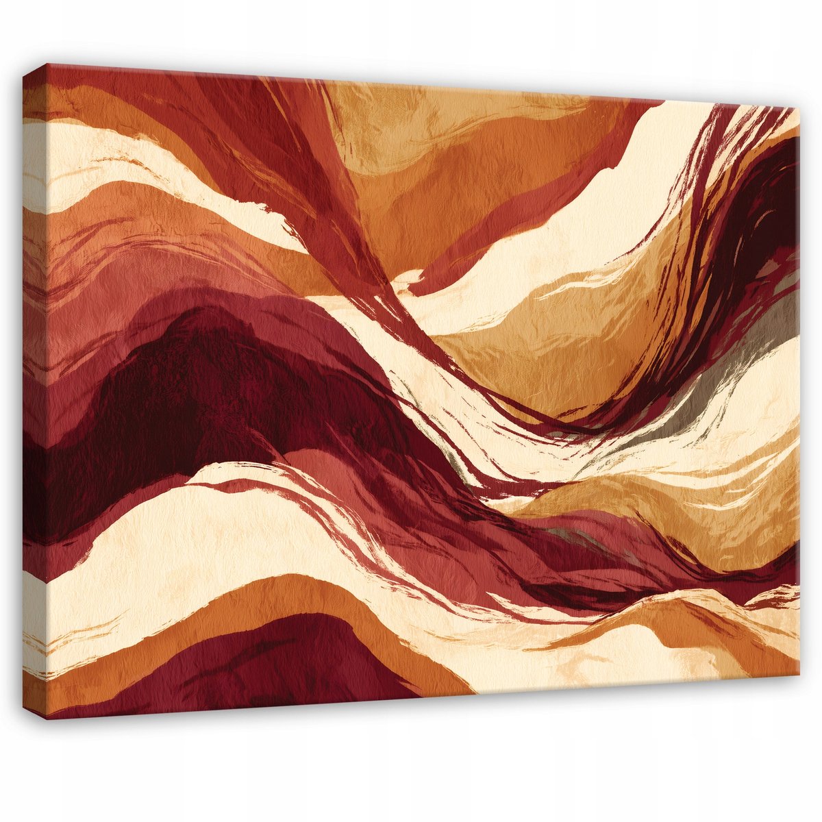 WALLARENA Schilderij op canvas - 120x80 cm - beige bordeaux en terracotta abstractie - wanddecoratie voor woonkamer en slaapkamer Oranje