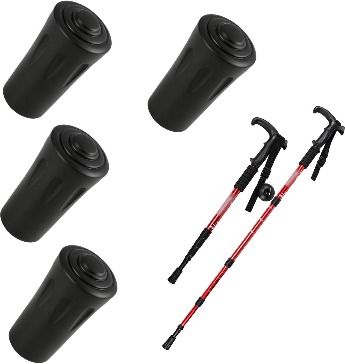 4 stuks rubberen voetjes voor wandelstokken 12mm, slipvast en slijtvast