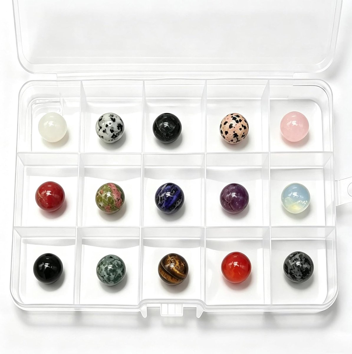 Gepolijste natuurstenen ballenset 15 stuks - kleurrijke mineralen - zakformaat - perfect voor meditatie - ShopVlot