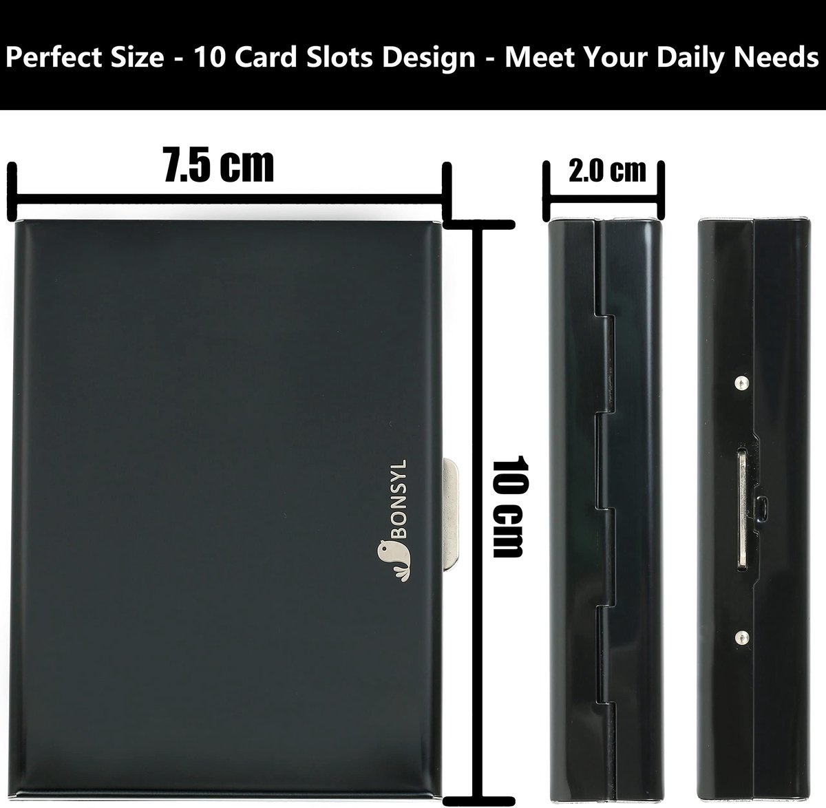 BONSYL® Creditcard Houder Portemonnee met 10 PVC-Sleuven, Minimalistische Slanke Metalen RFID-Blokkerende Contactloze - ShopVlot