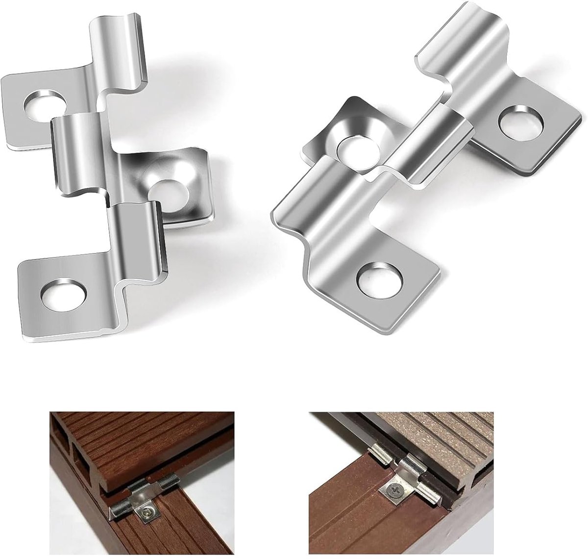 100 Fixing Clips, Steel Patio Clips, 7.5 mm for Composite Flooring, Concealed Mounting, Steel Mounting Clips, Clamp - ShopVlot