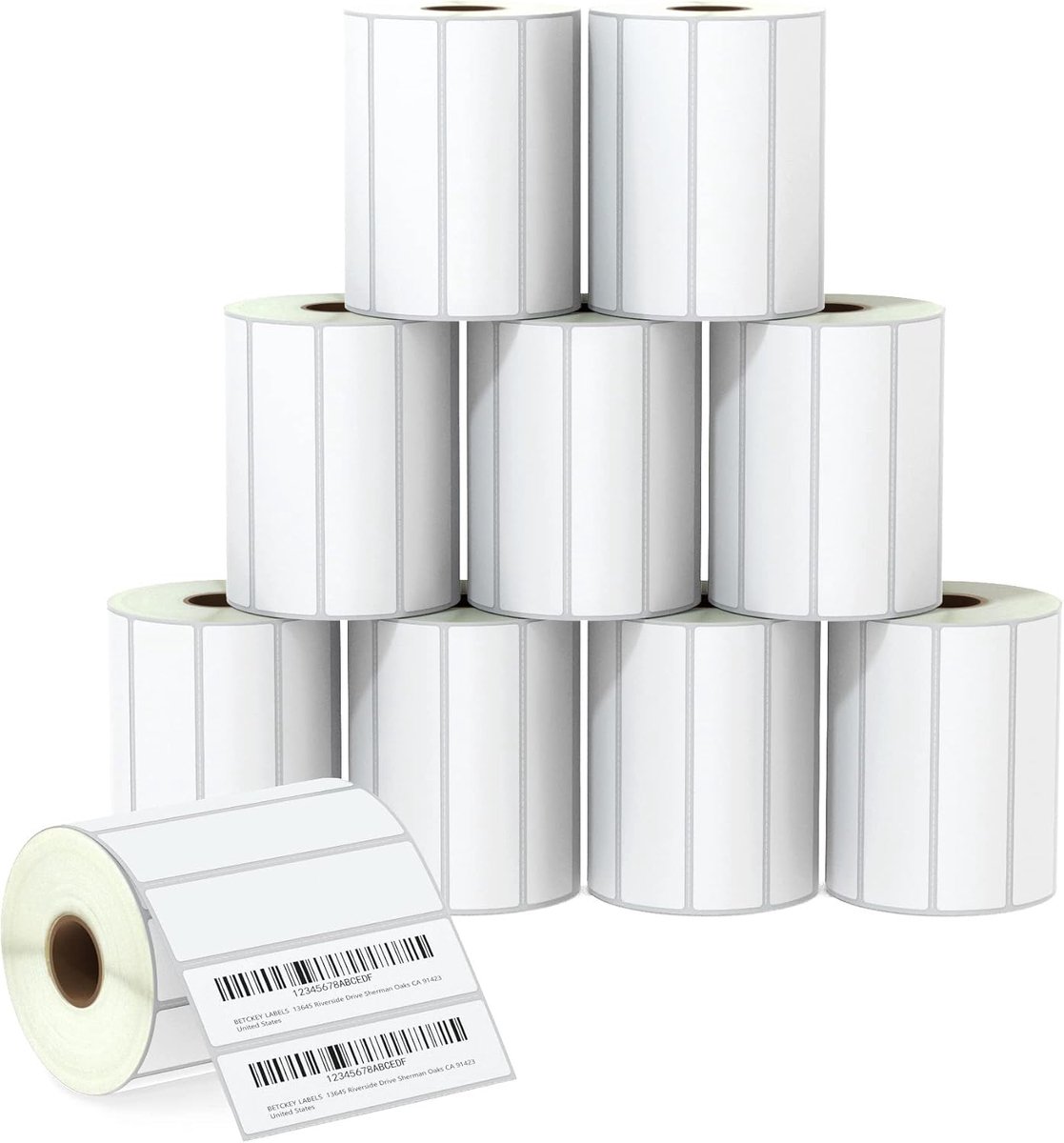 BETCKEY - 102mm x 25mm (4 in x 1 inch) multifunctional thermal labels, 1375 perforated labels per roll compatible with - ShopVlot