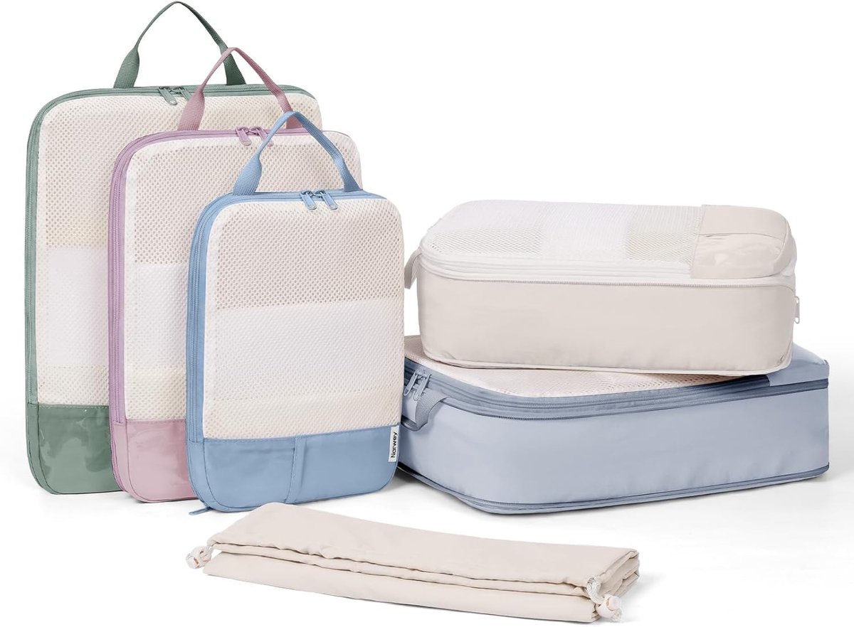 Compressiekoffer Organizer - Aa-gecombineerd - 6 Stuks - Lichtgewicht en Waterbestendig Nylon - Voor Dames