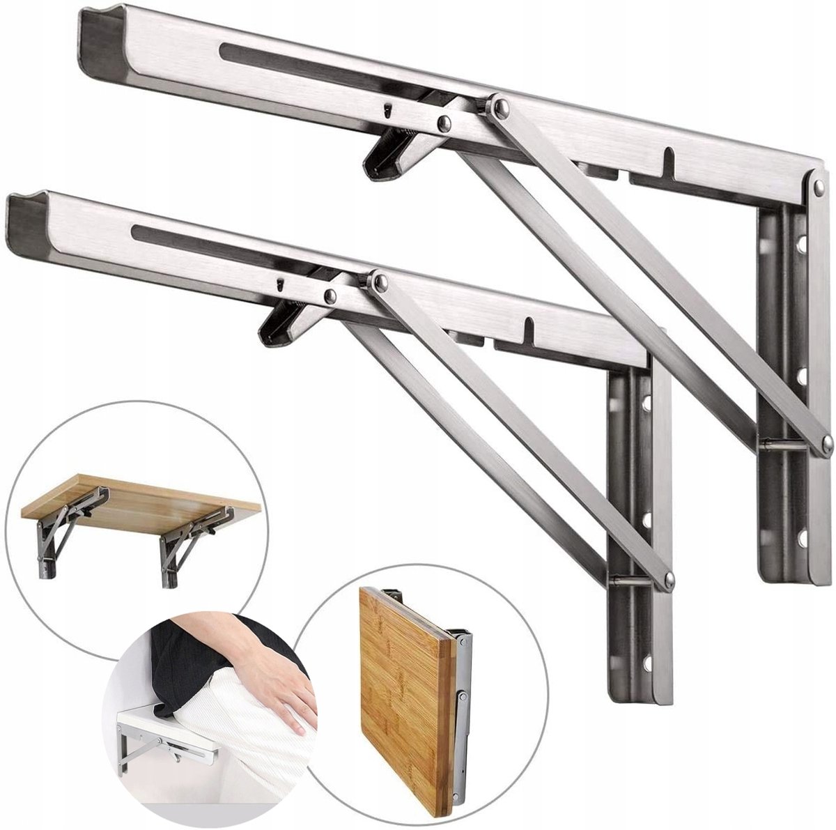 2x Opvouwbare Hoeksteunen voor Planken & Tafels (350x170mm, 150kg)