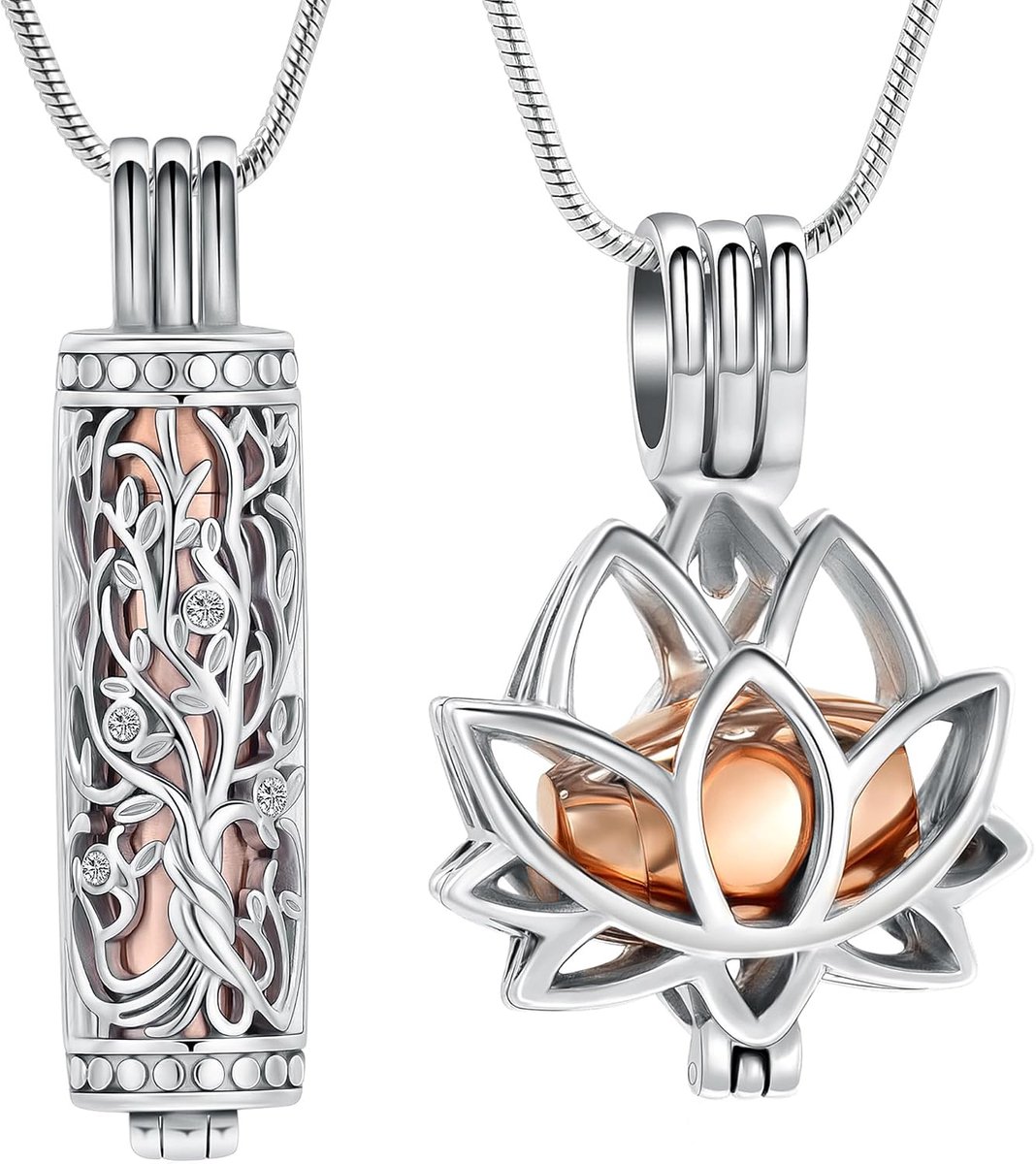 Cremation Jewelry for Ash - Lotus Flower Ash Pendant Necklace with Mini Keepsake Urn Memorial Ash Jewelry - ShopVlot