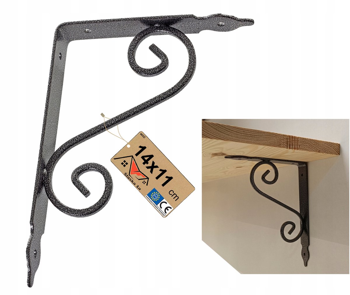 Decoratieve Metalen Wandplankdrager Loft Grijs Gesmeed 11x14 cm