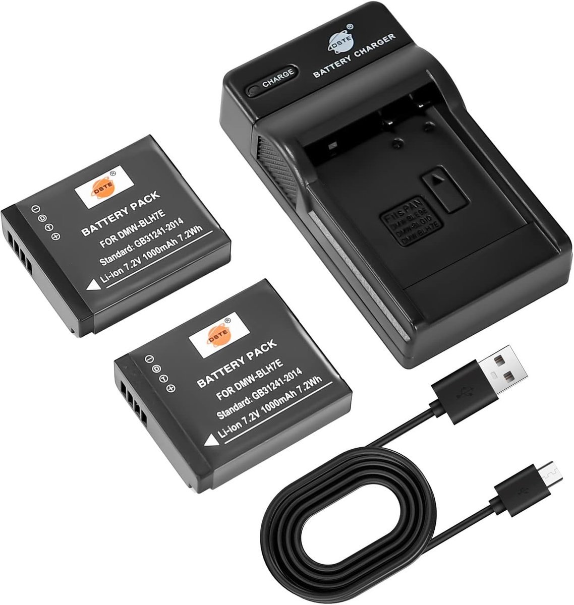 DSTE DMW-BLH7E DMW-BLH7 Battery (2 PCS) and Charger Compatible with Panasonic Lumix DMC-GM1 DMC-GM1K DMC-GM1W DMC-GF7K - ShopVlot