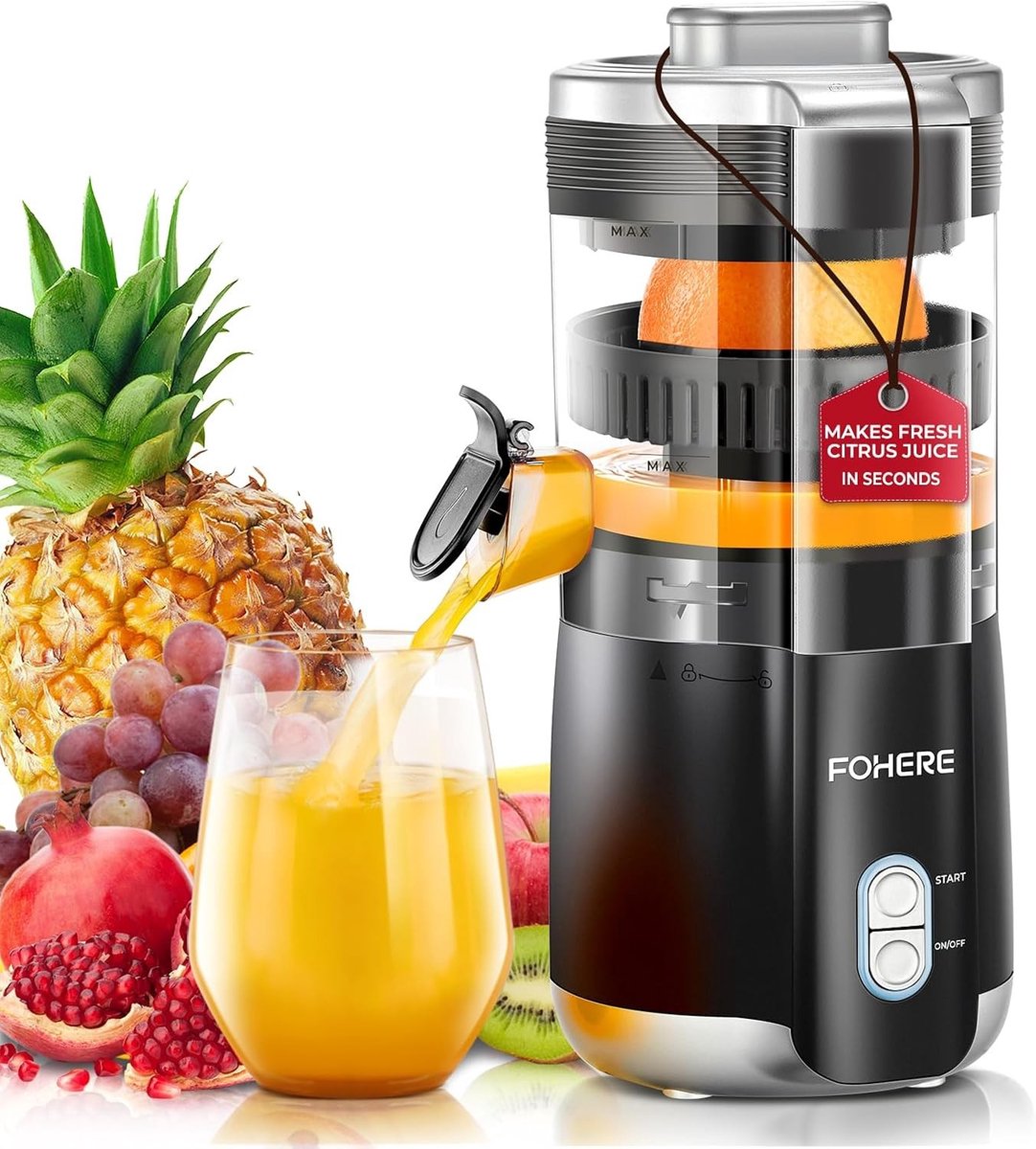 Citruspers elektrisch - Wit - 100 Watt Motor - BPA-vrije Automatische Citrus Sapcentrifuge - Voor Thuisgebruik