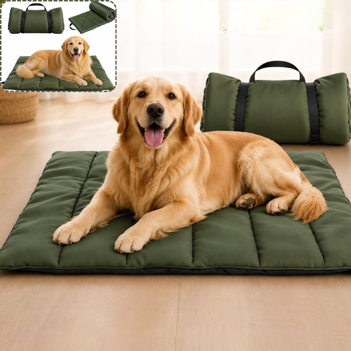 Zavio® Hondenmat Buiten - Huisdierdeken Opvouwbaar - Reizen met Huisdier - Groen