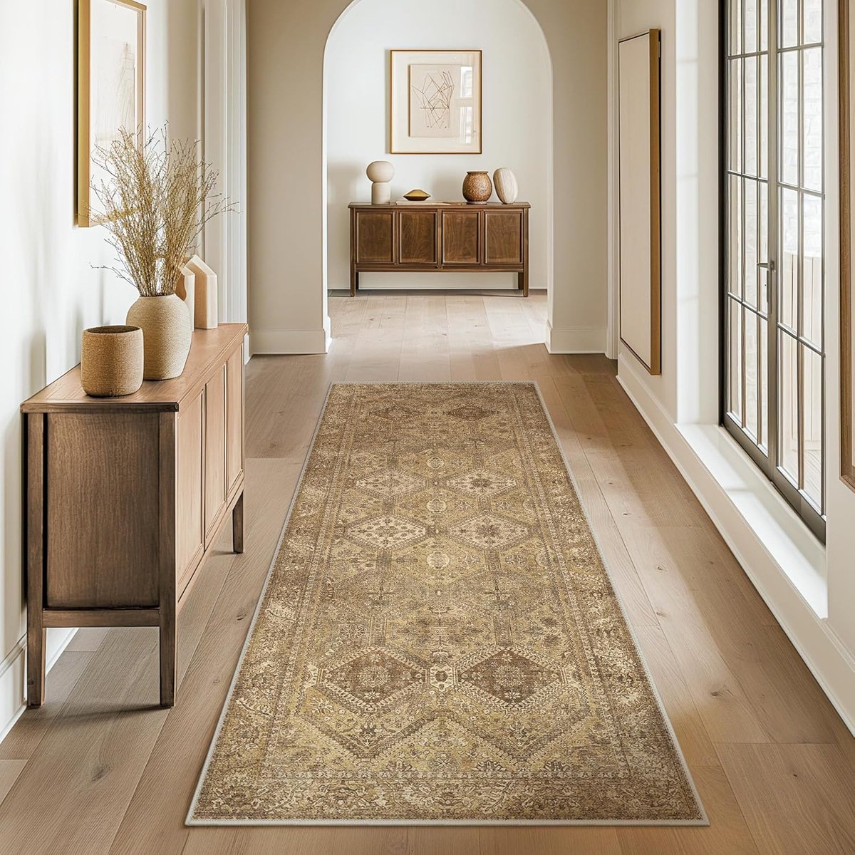 Wasbaar tapijt 90 x 150 cm - vintage boho-tapijt - antislip - ideaal voor woonkamer - ShopVlot
