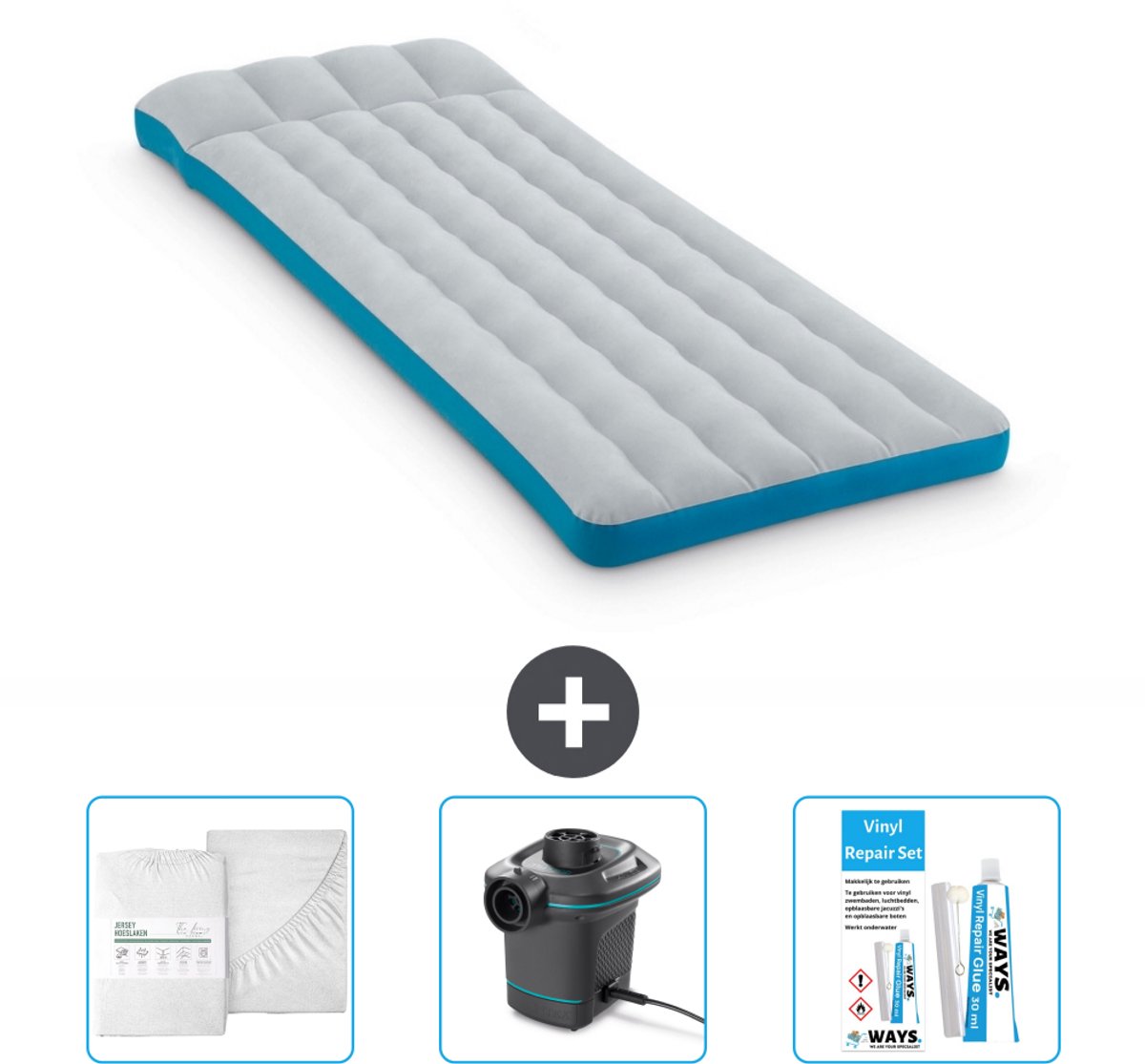 Intex Campingmat - Twijfelaar - 72 x 189 x 20 cm - Blauw - Inclusief Accessoires CB4
