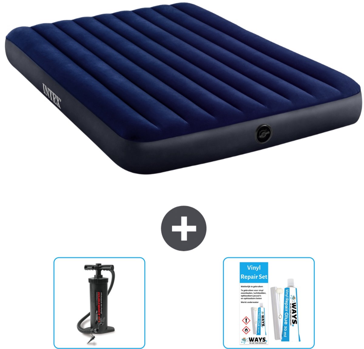 Intex Luchtbed - 2-Persoons - 152 x 203 x 25 cm cm - Blauw - Inclusief Accessoires CB13