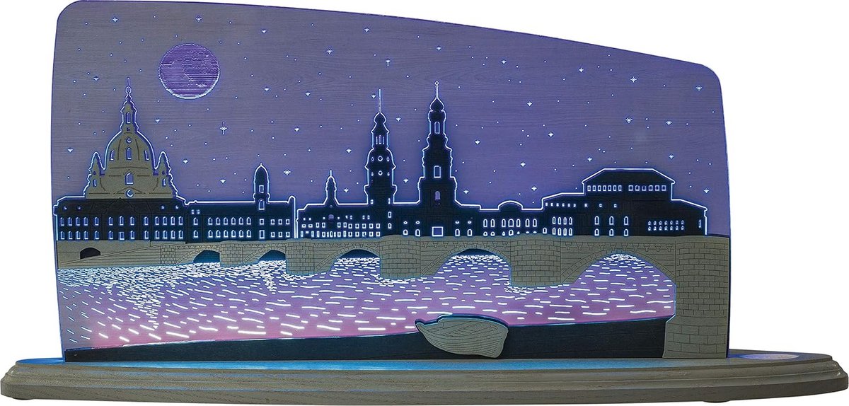 LED-motieflamp - Dresden bei Nacht - blauw, grijs - energiebesparend licht - ShopVlot