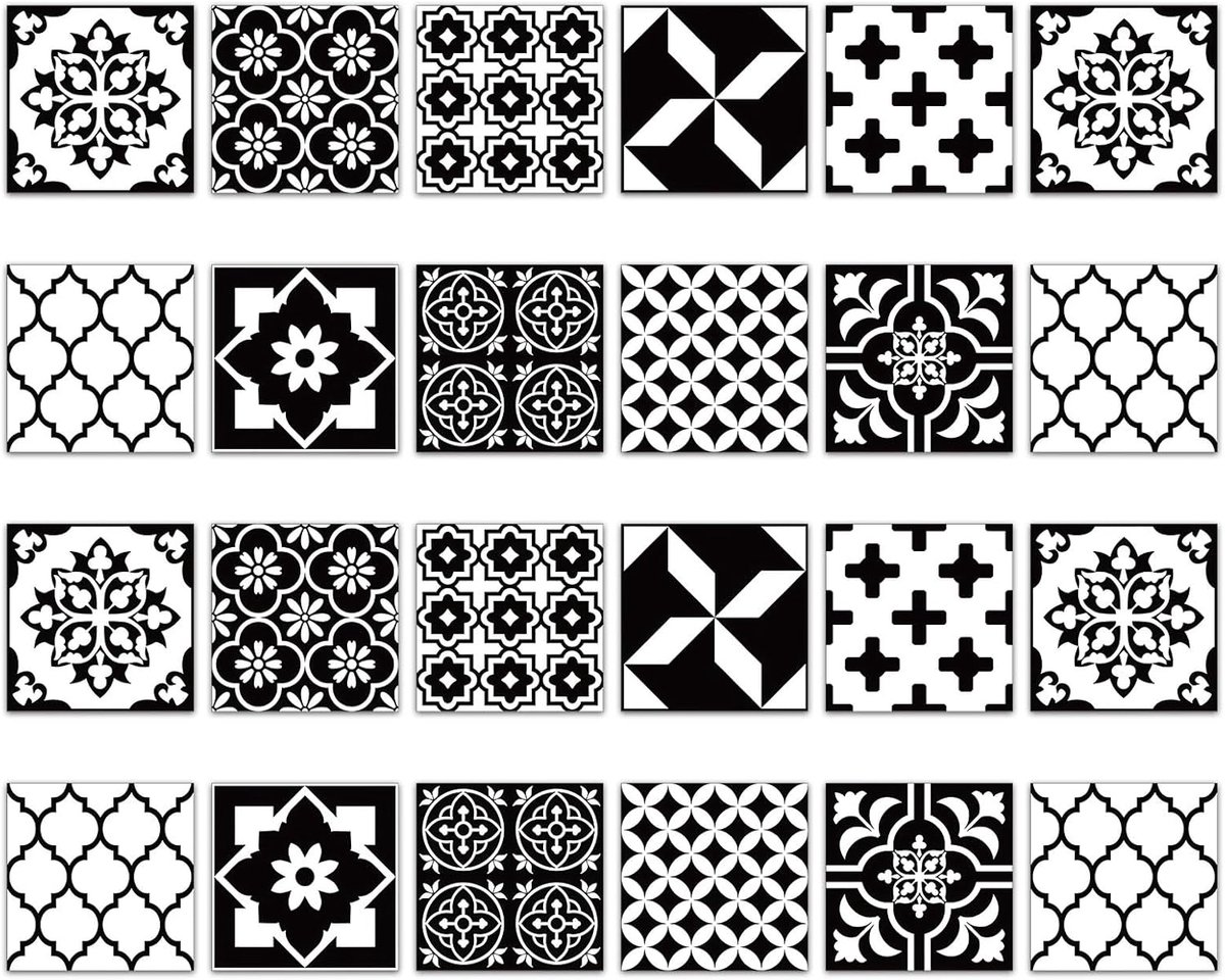 Tegelstickers set van 24 - 15 x 15 cm - PVC zelfklevend - Waterproof en eenvoudig aan te brengen - ShopVlot