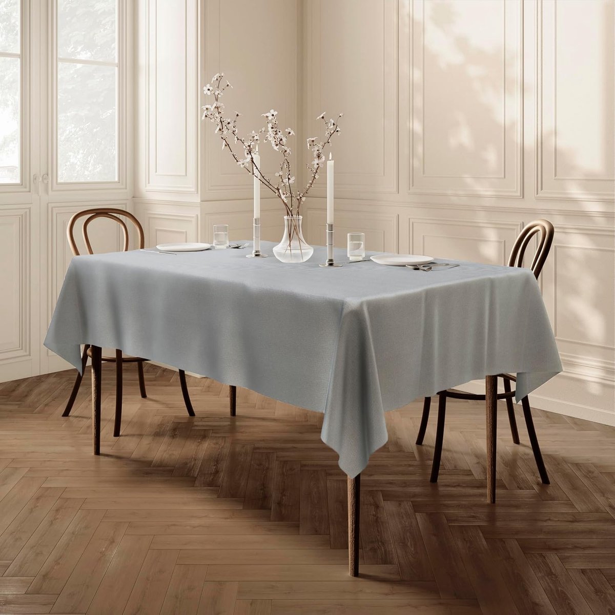 Tafelkleed rechthoekig 100x140 cm - lichtgrijs polyester - gemakkelijk te onderhouden - beschermt tegen vlekken - ShopVlot