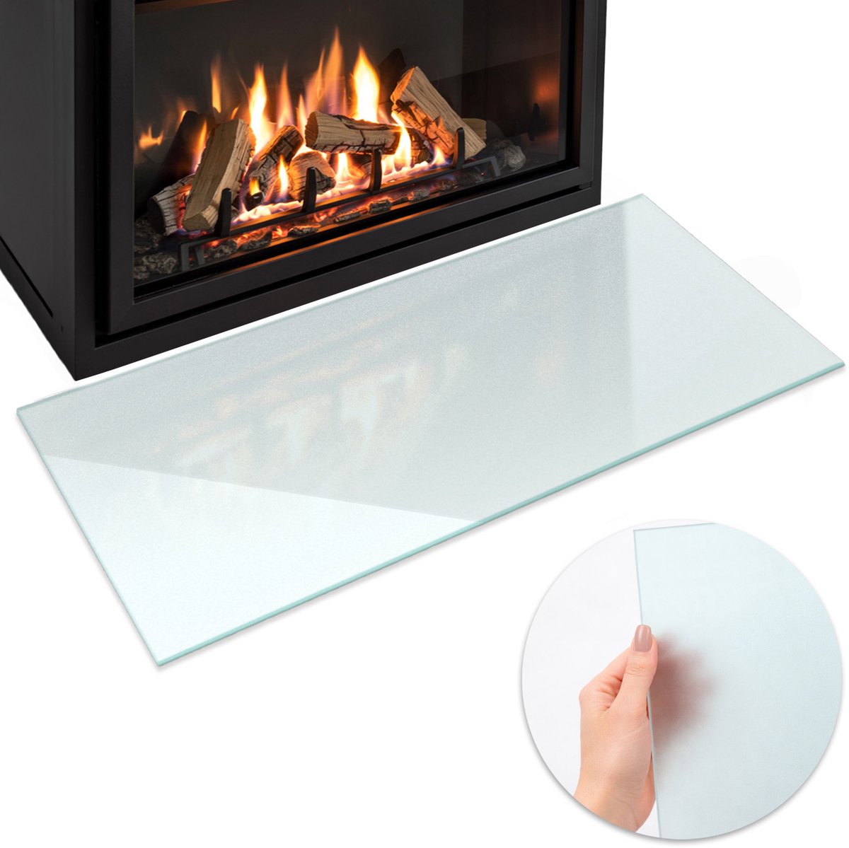 Wallfluent - Vloerplaat openhaard - 125x50cm - Halftransparant Rechthoek - Plaat voor onder houtkachel - Beschermplaat voor kachel
