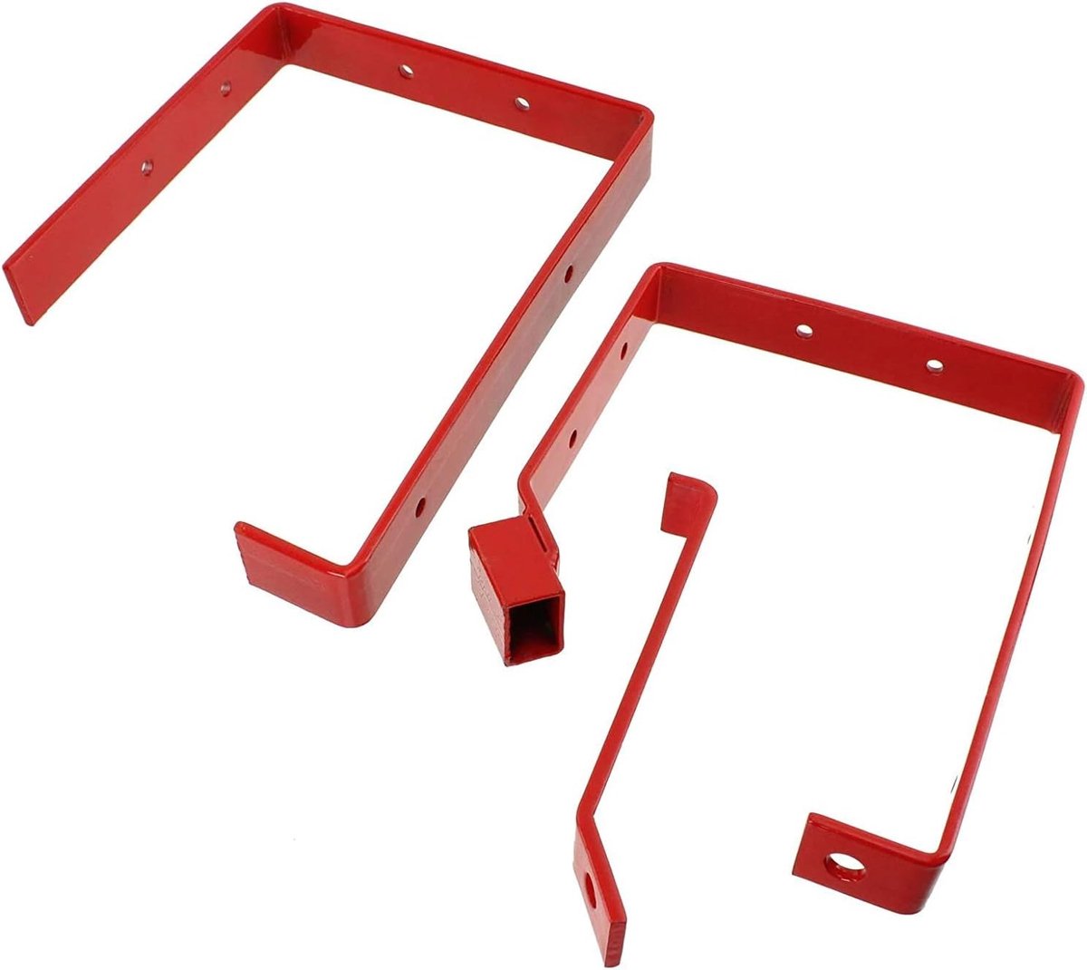 Vergrendelbare Muurbeugels voor Ladderopslag - Rood - 215 x 160 mm - Stalen Beugels met Vergrendelingsstang - Voor Veilig Opbergen