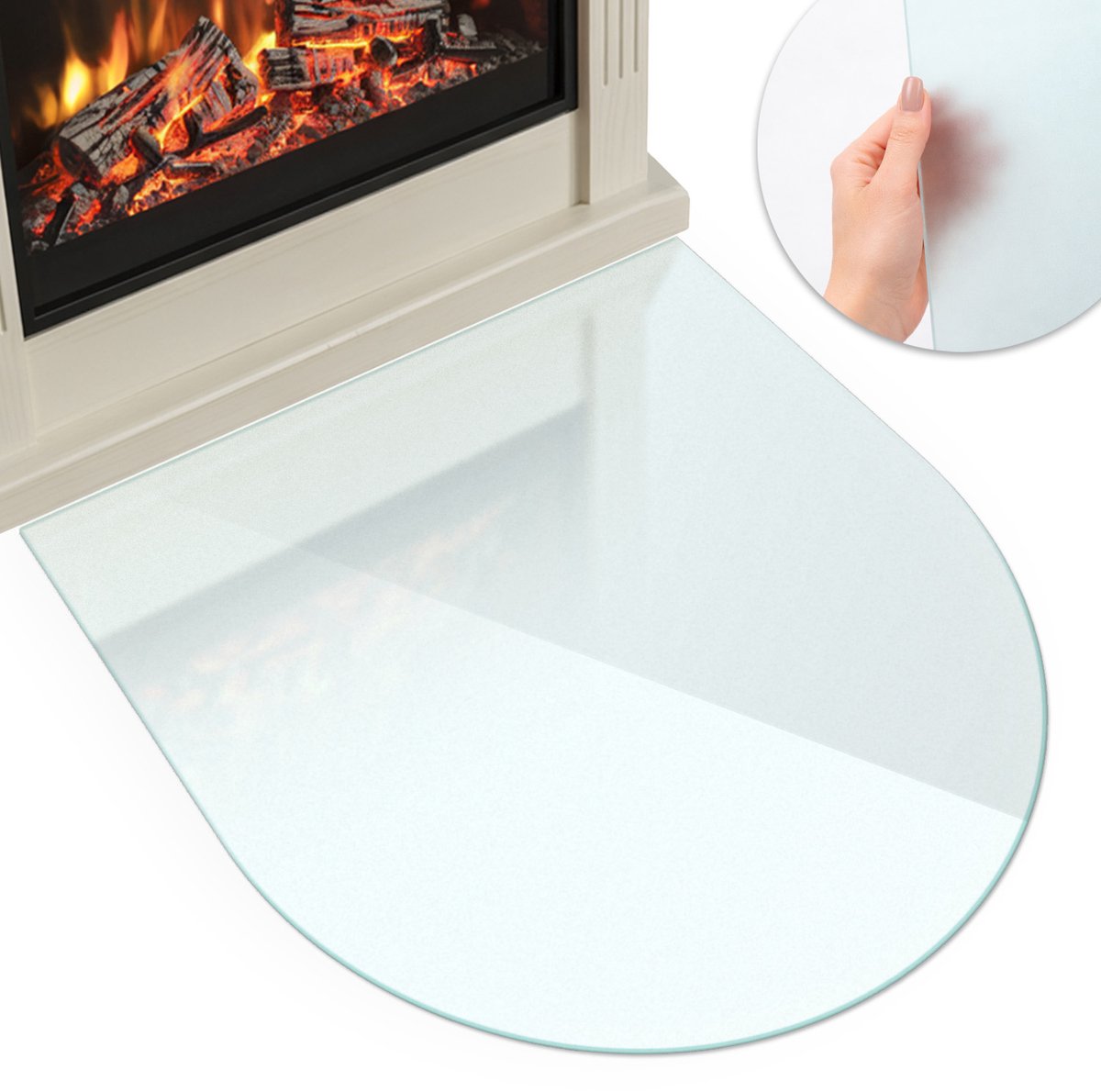 Wallfluent - Vloerplaat openhaard - 100x100cm - Halftransparant Kwartaal - Plaat voor onder houtkachel - Beschermplaat voor kachel