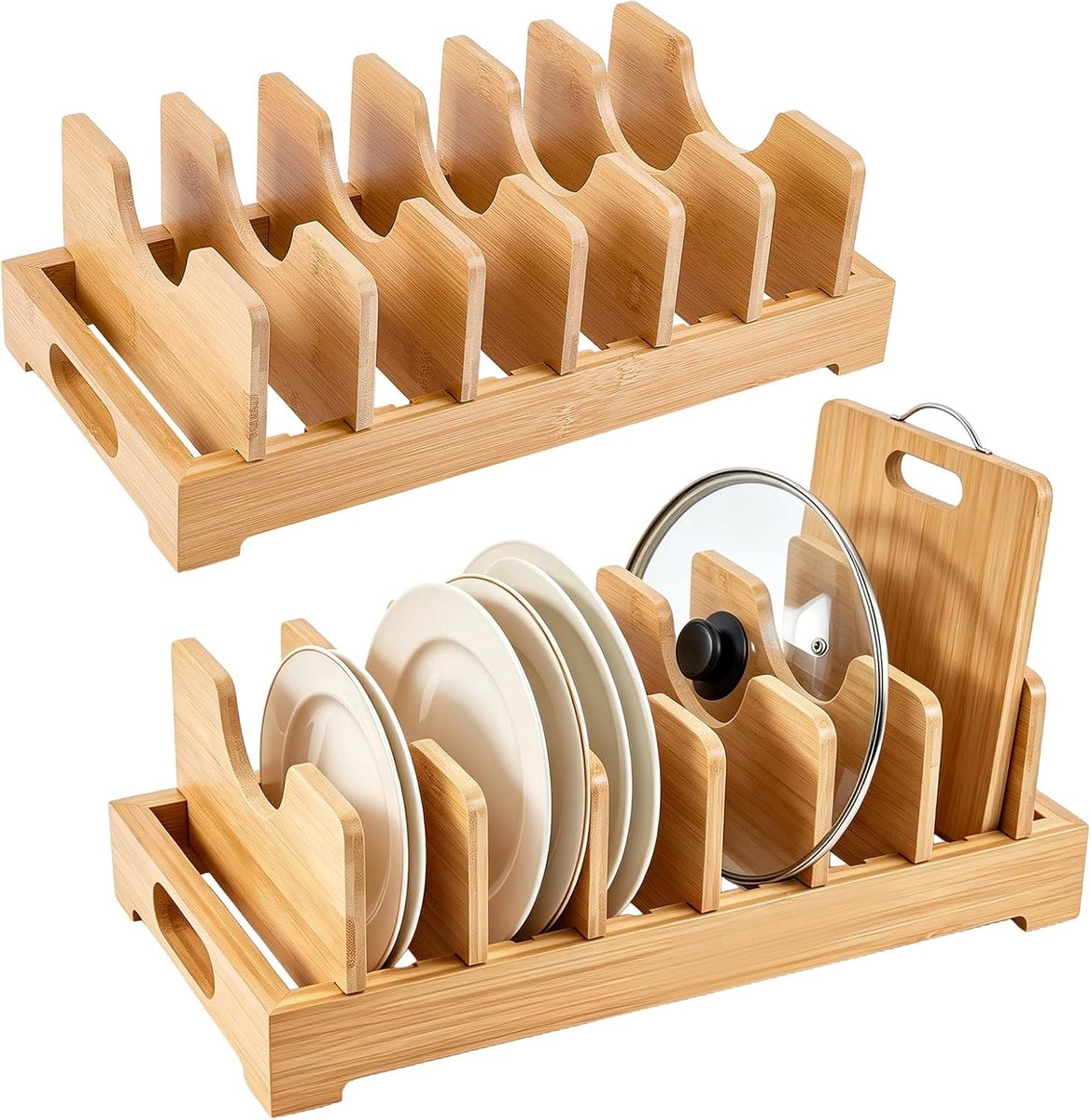 2 Stks Bamboe Pan Deksel Organizer Houder voor Keuken Kast - ShopVlot
