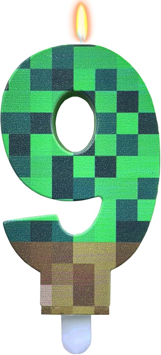 Pixel motif birthday candles girls boys 9 birthday candles green 9 birthday candles figures 9 birthday candles play - ShopVlot