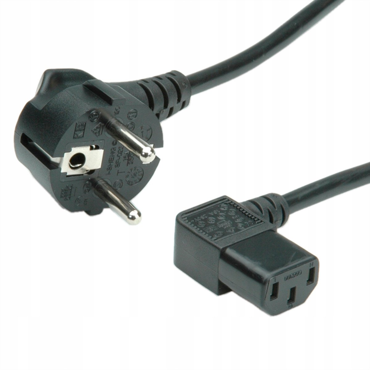 VALUE Stroomkabel IEC C13 90° Hoek Zwart 1.8m