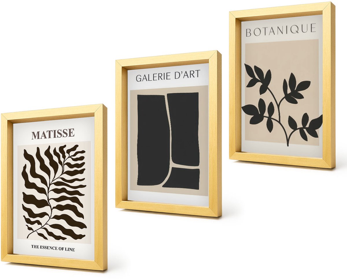 Coloray 4-Delige Schilderij Set - Minimalistische posters met plantenpatronen en abstracte kunst. - 20 x 30 cm - Decoratieve Muurdecoratie - Slaapkamer