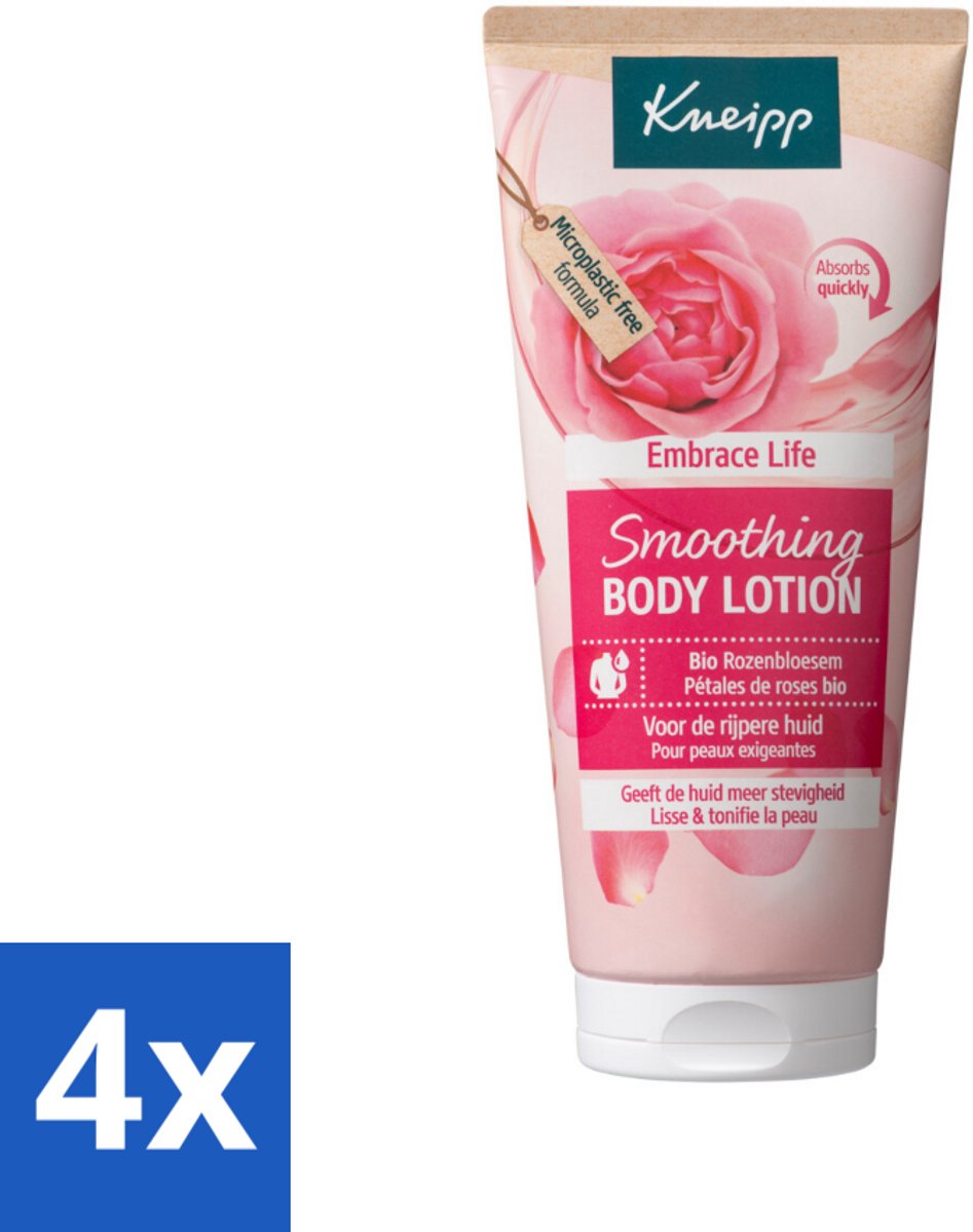 4 x Kneipp - Body lotion - Embrace Life - Anti‑Aging verzorging - 200 ml - Rijpe Huid - Anti-aging - Bodylotion - Hydraterende Crème - Verzorging
