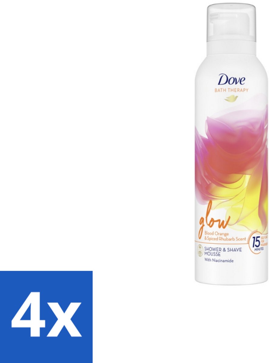 4 x Dove Douche- & Scheerschuim - Bath Therapy - Glow - Bloedsinaasappel & Rabarber - 200 ml - Douche Schuim - Dove - Niacinamide - Gezonde Huid - Stralende Huid