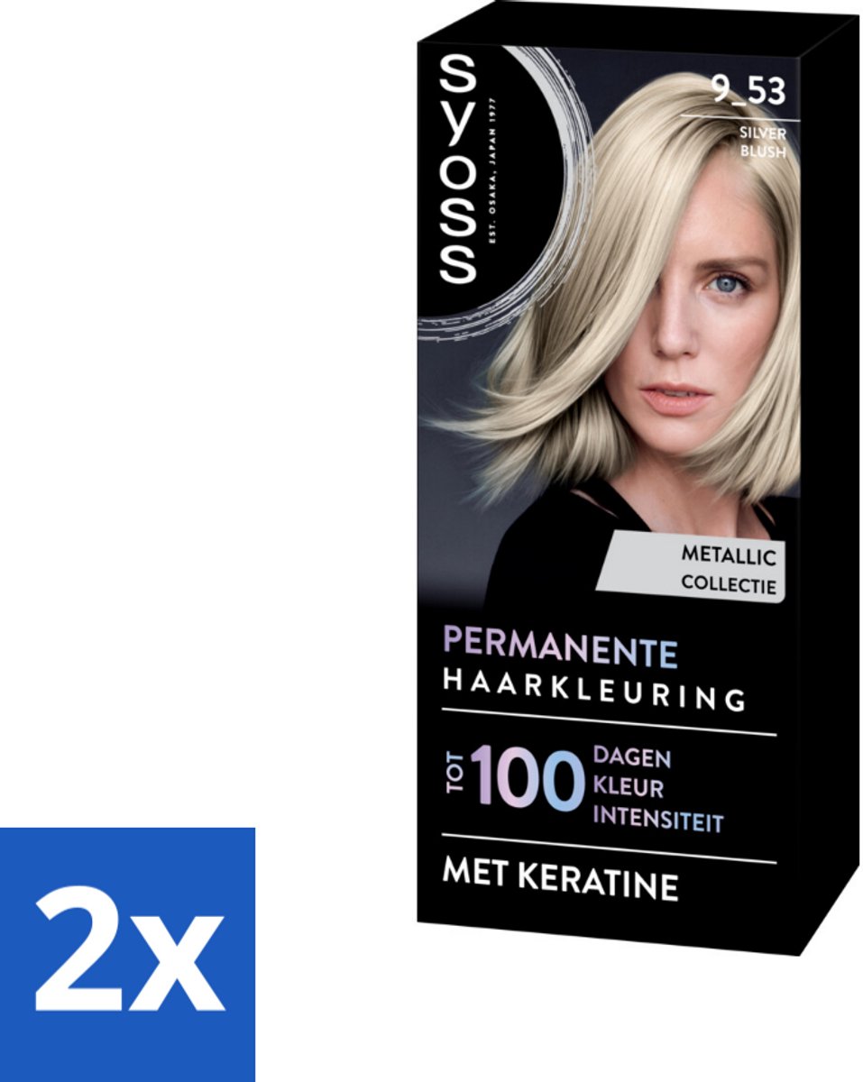 2 x SYOSS - Coloration 9-53 Silver Blush - Haarverf - Grijsdekking - Vermindert Haarbreuk - Permanente Haarkleuring - Haarkleur - SYOSS - Grijsdekking - Keratine