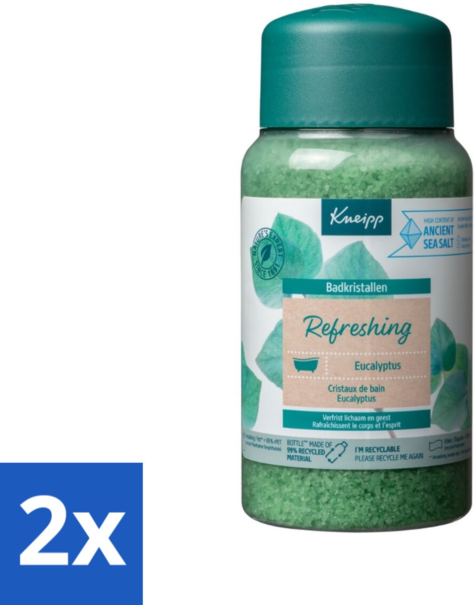 2 x Kneipp - Badzout - Badkristallen - Mint Eucalyptus - 600 g - Badzout - Badkristallen - Eucalyptus - Mint - Verfrissend